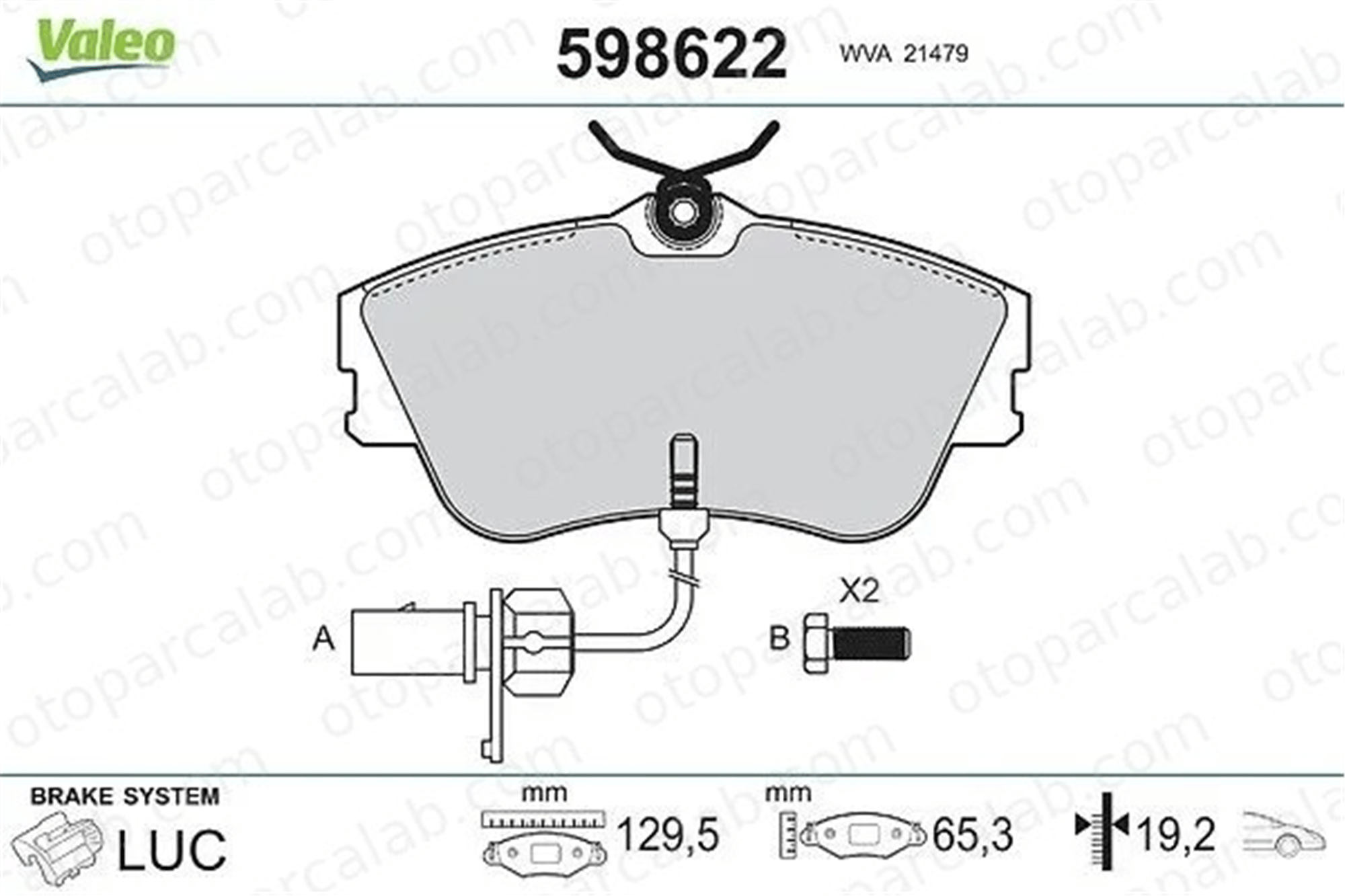 VALEO 598622 Fren Disk Balata Ön VW TRANSPORTER T4 Minibüs/Otobüs TRANSPORTER T4 Panelvan/Van 701698151 701698151D