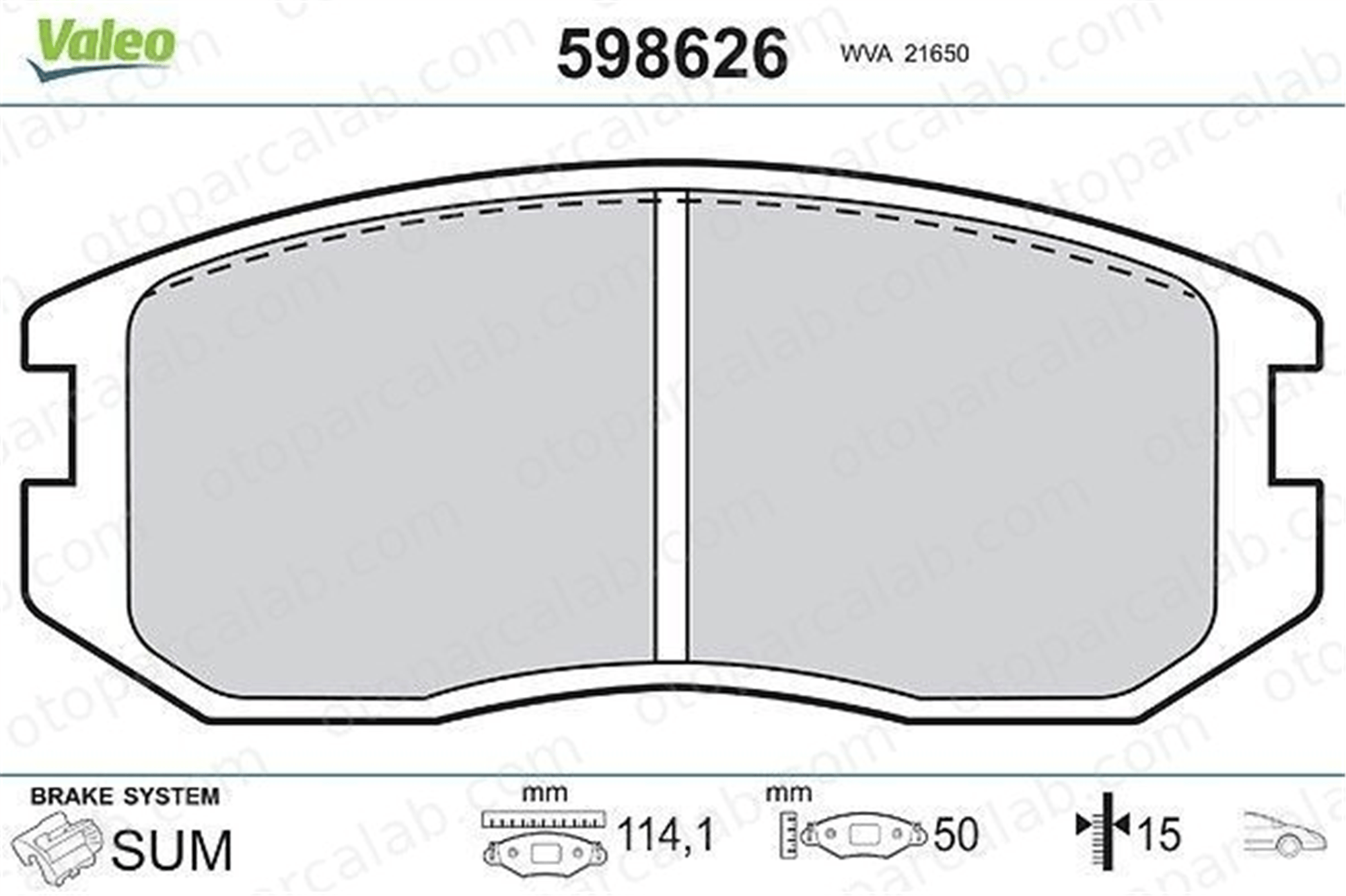 VALEO 598626 Fren Disk Balata Ön MITSUBISHI LANCER IV Hatchback DAIHATSU EXTOL Minibüs/Otobüs MB950554 449197505