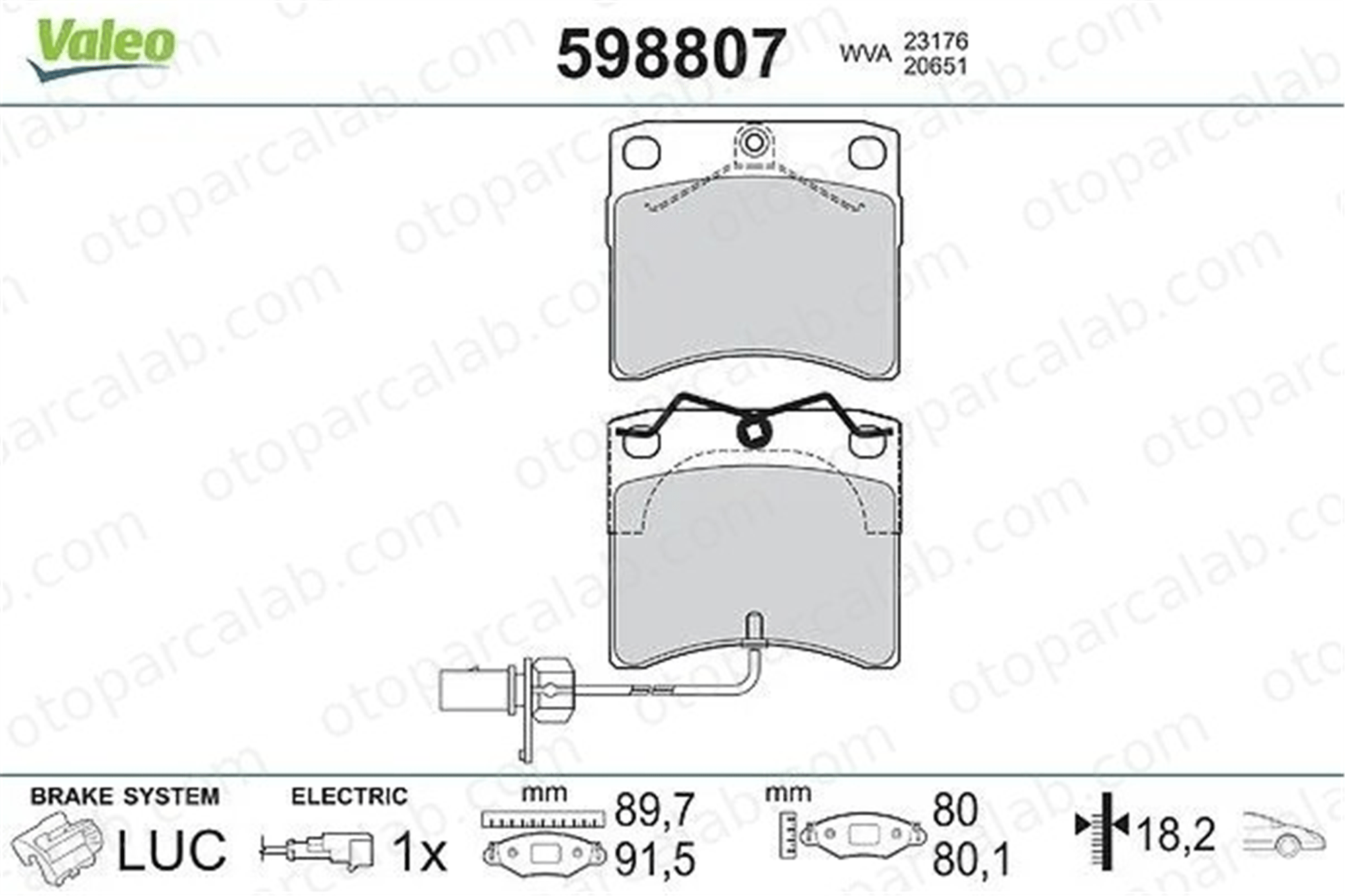 VALEO 598807 Fren Disk Balata Ön VW TRANSPORTER T4 Minibüs/Otobüs TRANSPORTER T4 Panelvan/Van 701698151A 701698151B