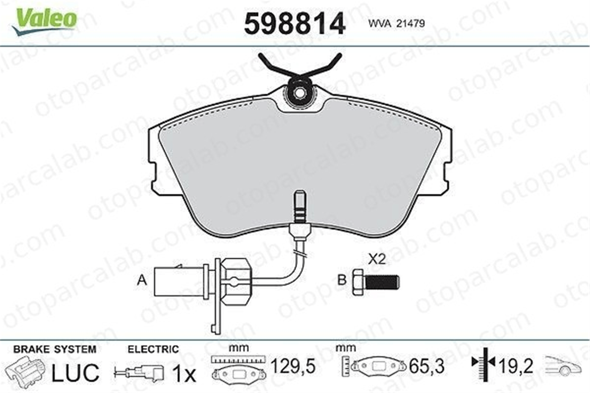 VALEO 598814 Fren Disk Balata Ön VW TRANSPORTER T4 Minibüs/Otobüs TRANSPORTER T4 Panelvan/Van 7D0698151B 7D0698151G
