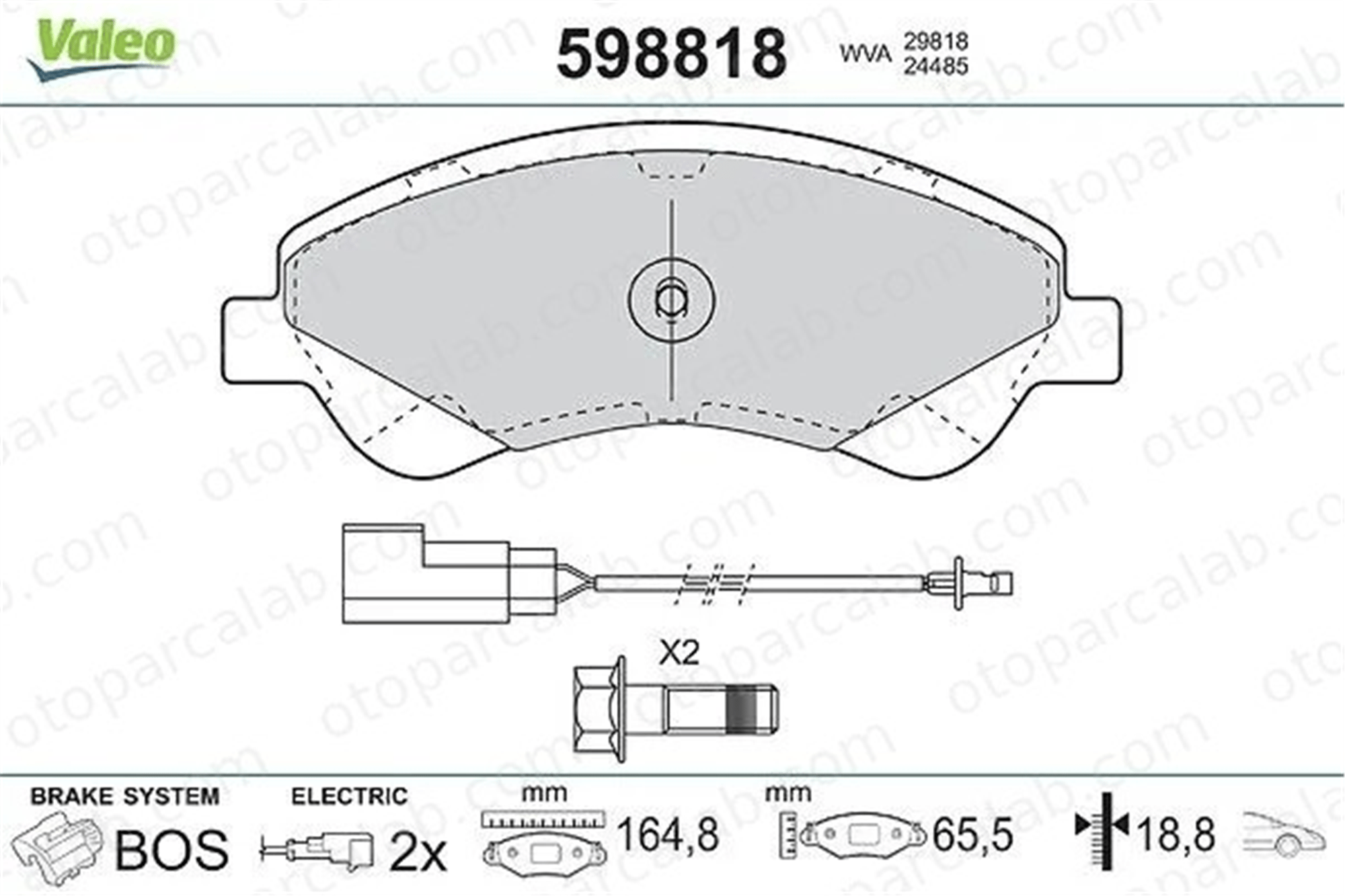 VALEO 598818 Fren Disk Balata Ön FORD TRANSIT Panelvan/Van TRANSIT Platform şasi 1371403 1433954