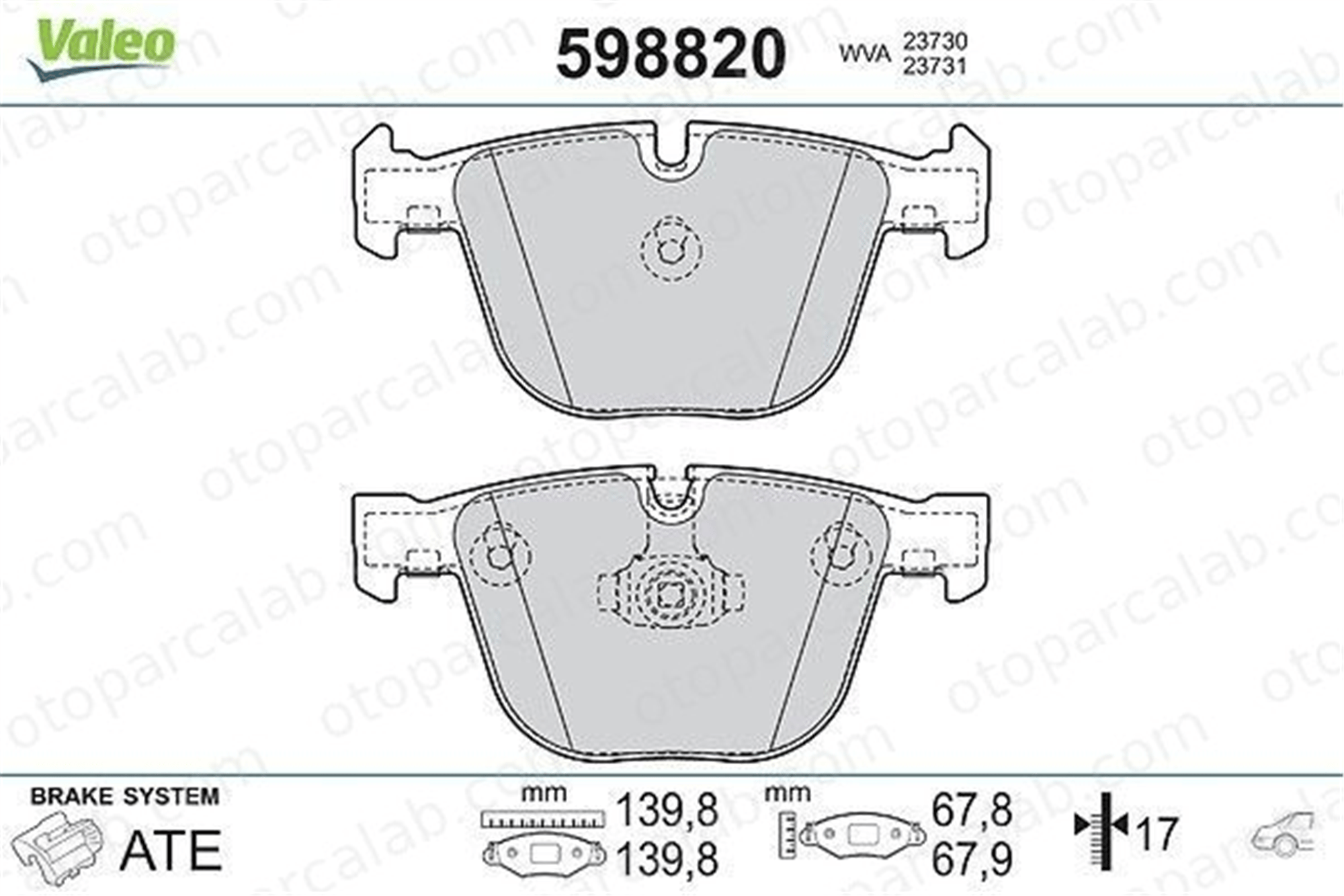 VALEO 598820 Fren Disk Balata Arka BMW 5 5 Touring 34216768471 6768471