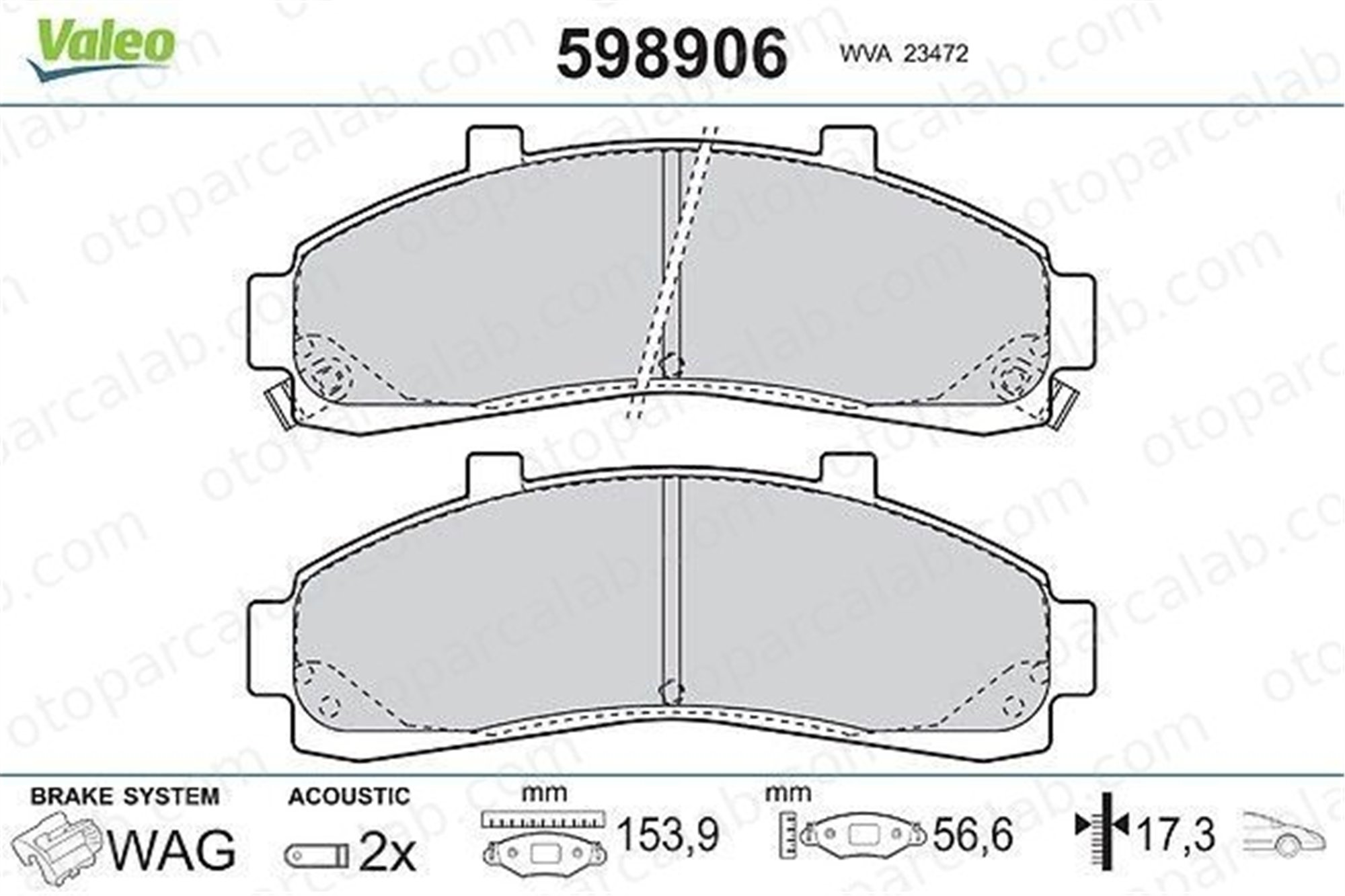 VALEO 598906 Fren Disk Balata Ön MAZDA B-SERIE FORD USA EXPLORER 3858244 3886184