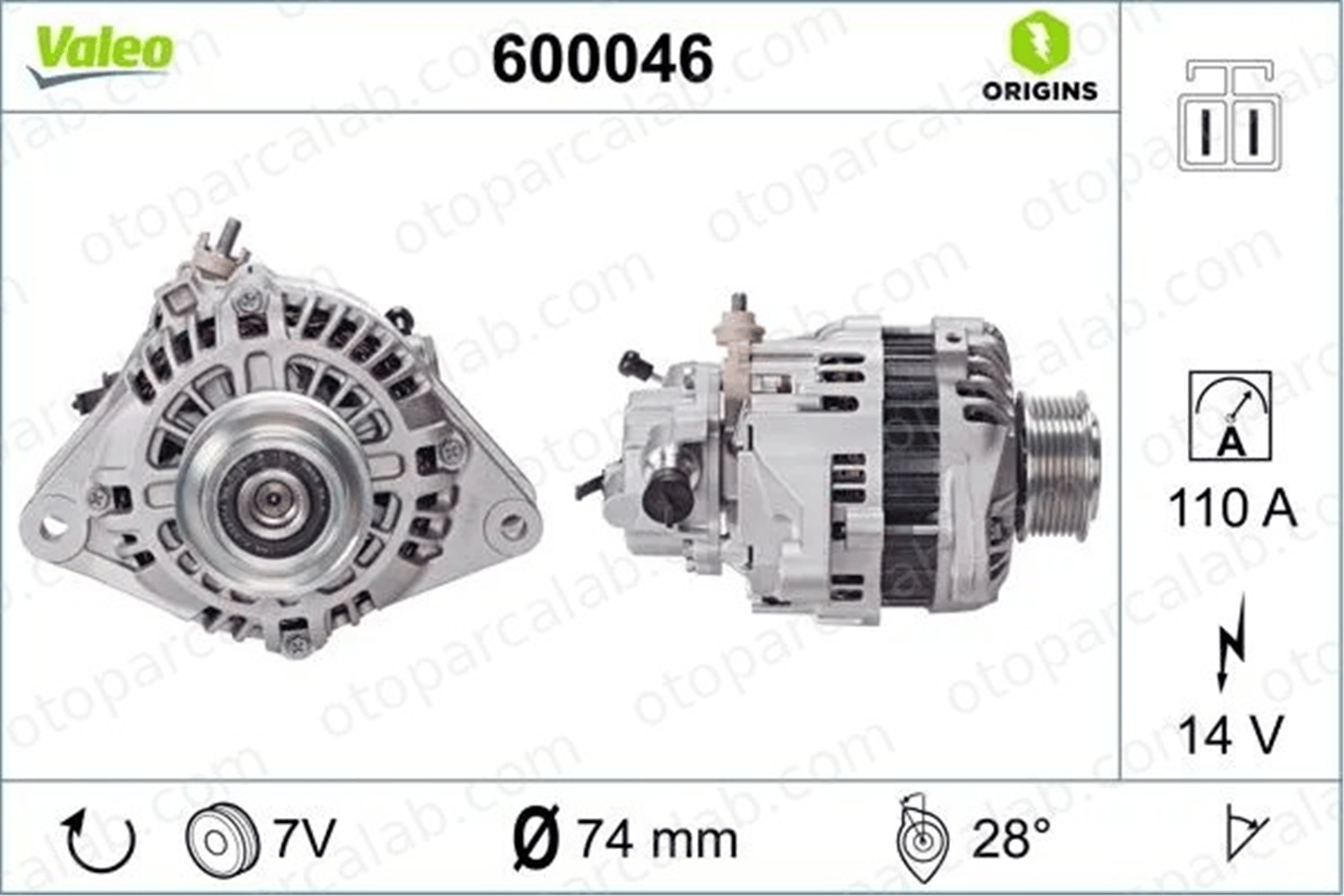 VALEO 600046 Alternatör HYUNDAI H-1 / STAREX Minibüs/Otobüs H-1 Panelvan/Van HYU600046ALT 373004A001