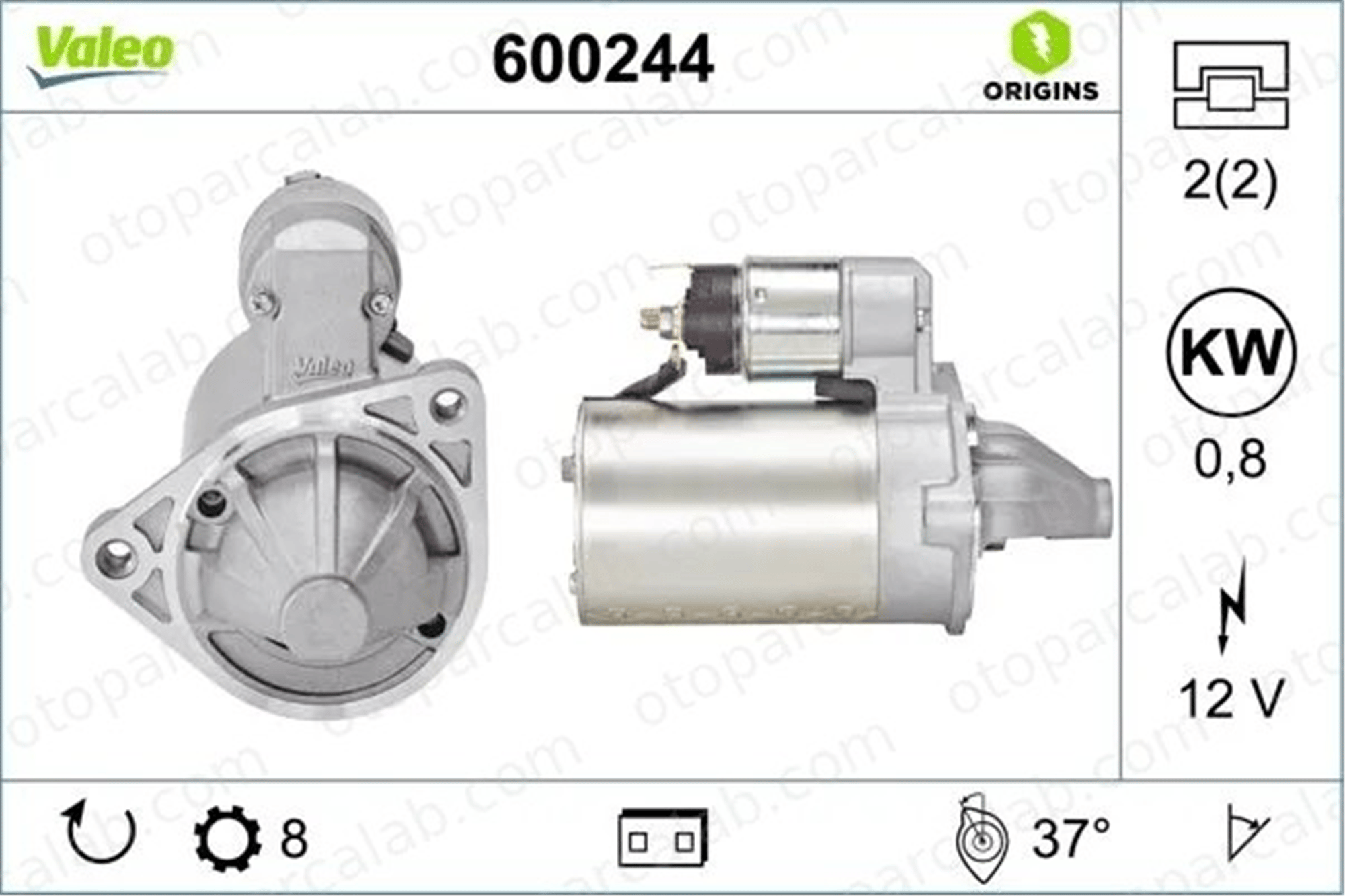 VALEO 600244 Marş Dinamosu HYUNDAI i10 I ATOS 3610002550 3610002560