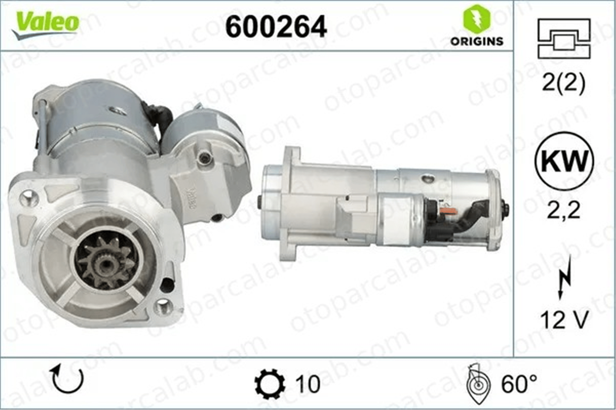 VALEO 600264 Marş Dinamosu HYUNDAI H-1 Cargo H-1 Travel 361004A020 361004A025