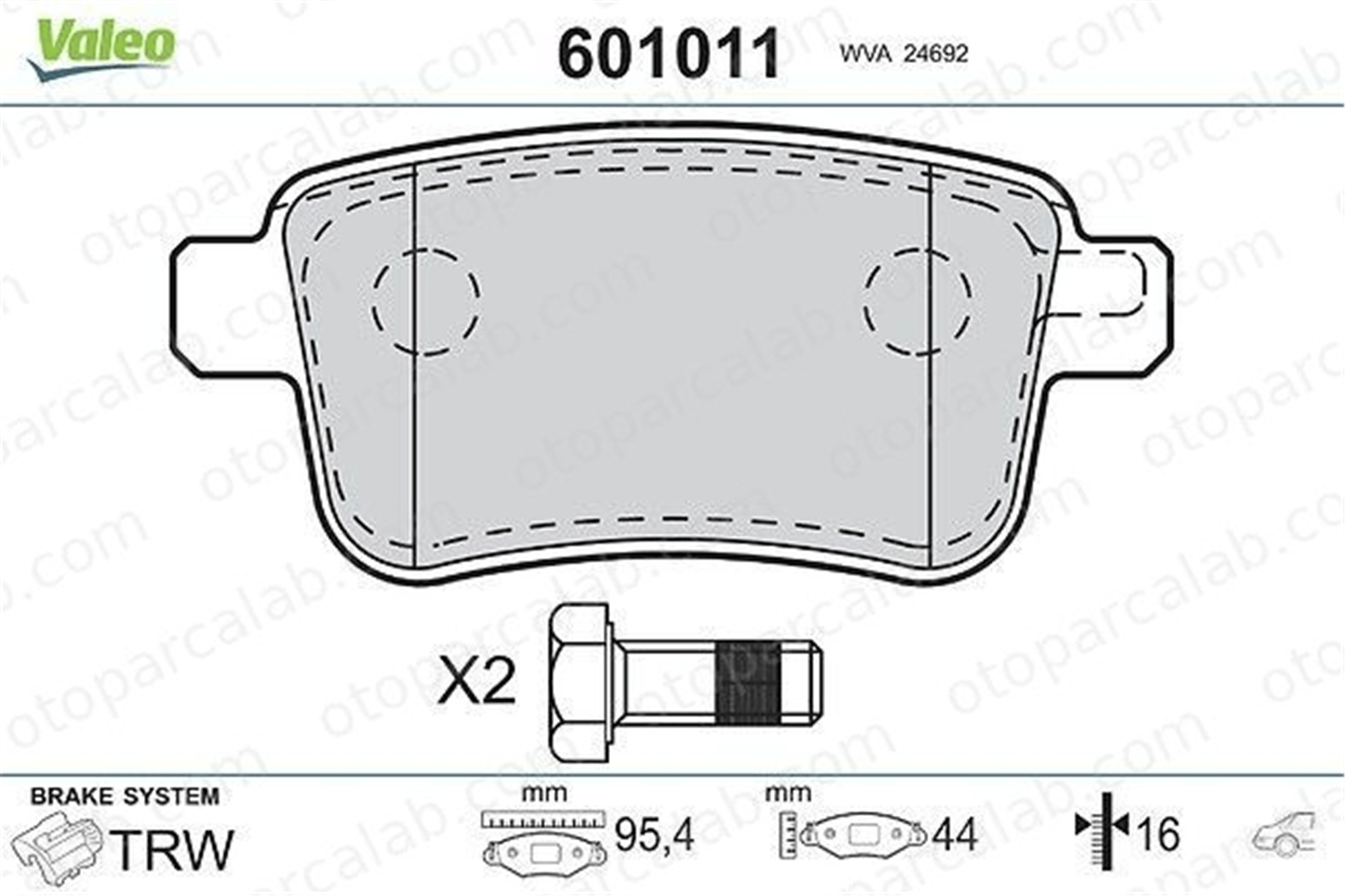 VALEO 601011 Fren Disk Balata Arka RENAULT KANGOO / GRAND KANGOO II KANGOO Express 4154210400 4154210410