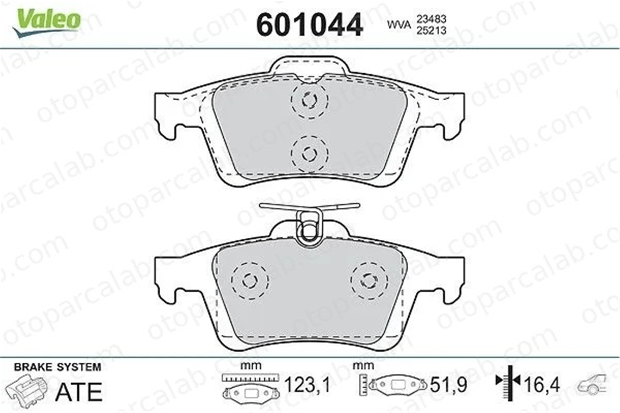 VALEO 601044 Fren Disk Balata Arka FORD FOCUS III FOCUS III Turnier C2Y32648ZA 12799240