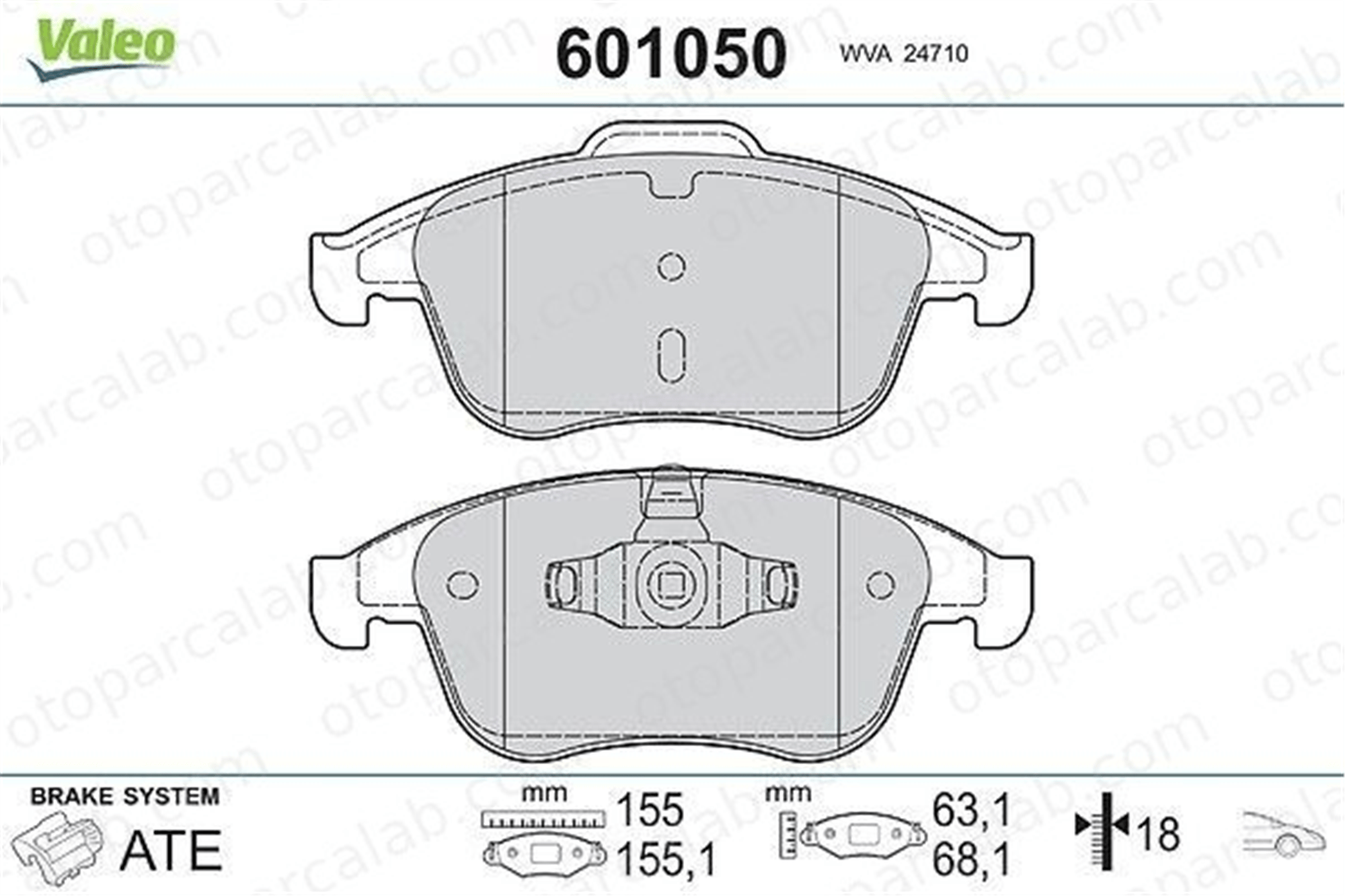 VALEO 601050 Fren Disk Balata Ön RENAULT GRAND SCÉNIC III SCÉNIC III 410605055R 410600629R