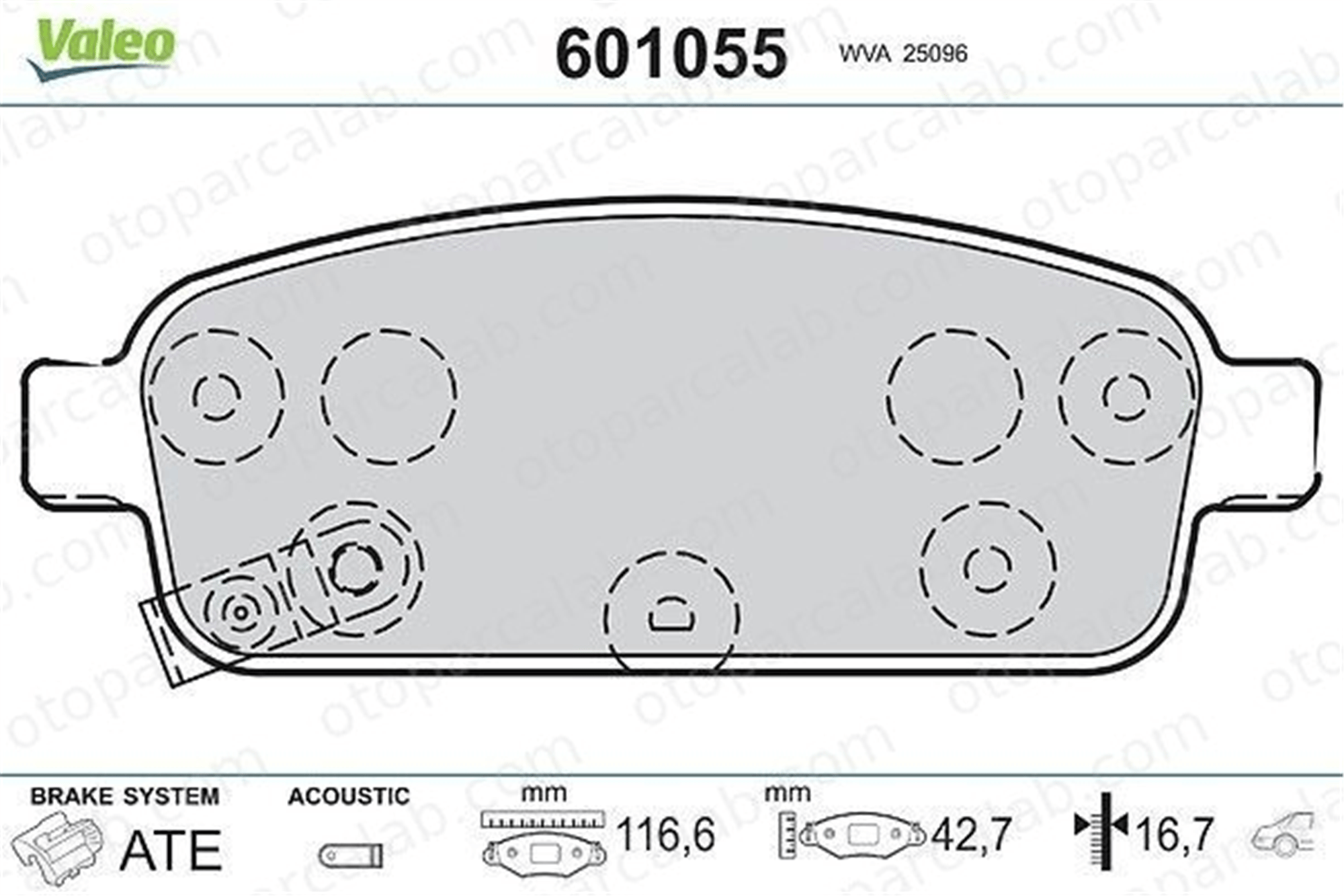 VALEO 601055 Fren Disk Balata Arka OPEL ASTRA J ASTRA J Sports Tourer 1605294 13300867