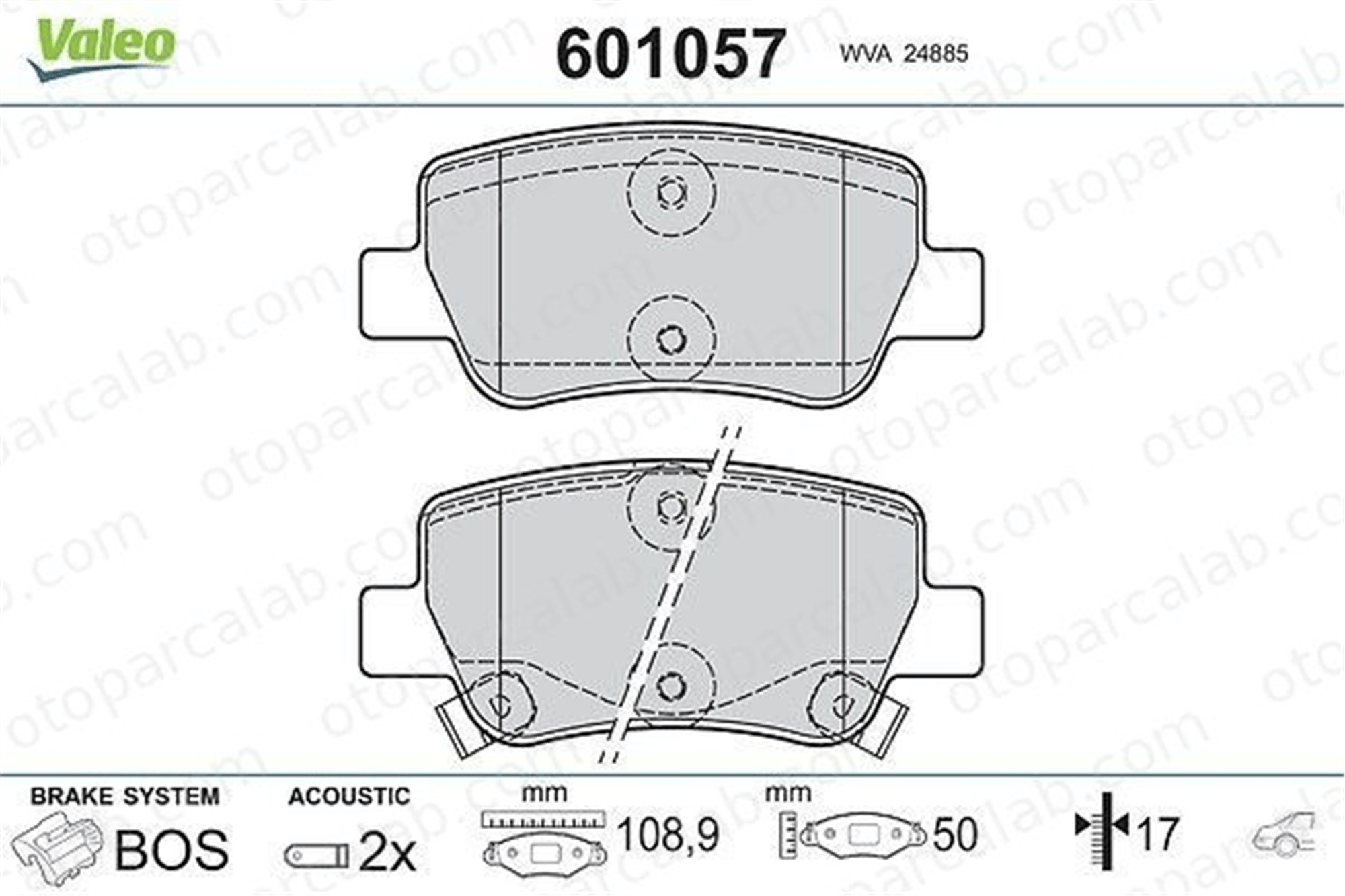 VALEO 601057 Fren Disk Balata Arka TOYOTA AVENSIS Sedan AVENSIS Station wagon 446605040 446605041