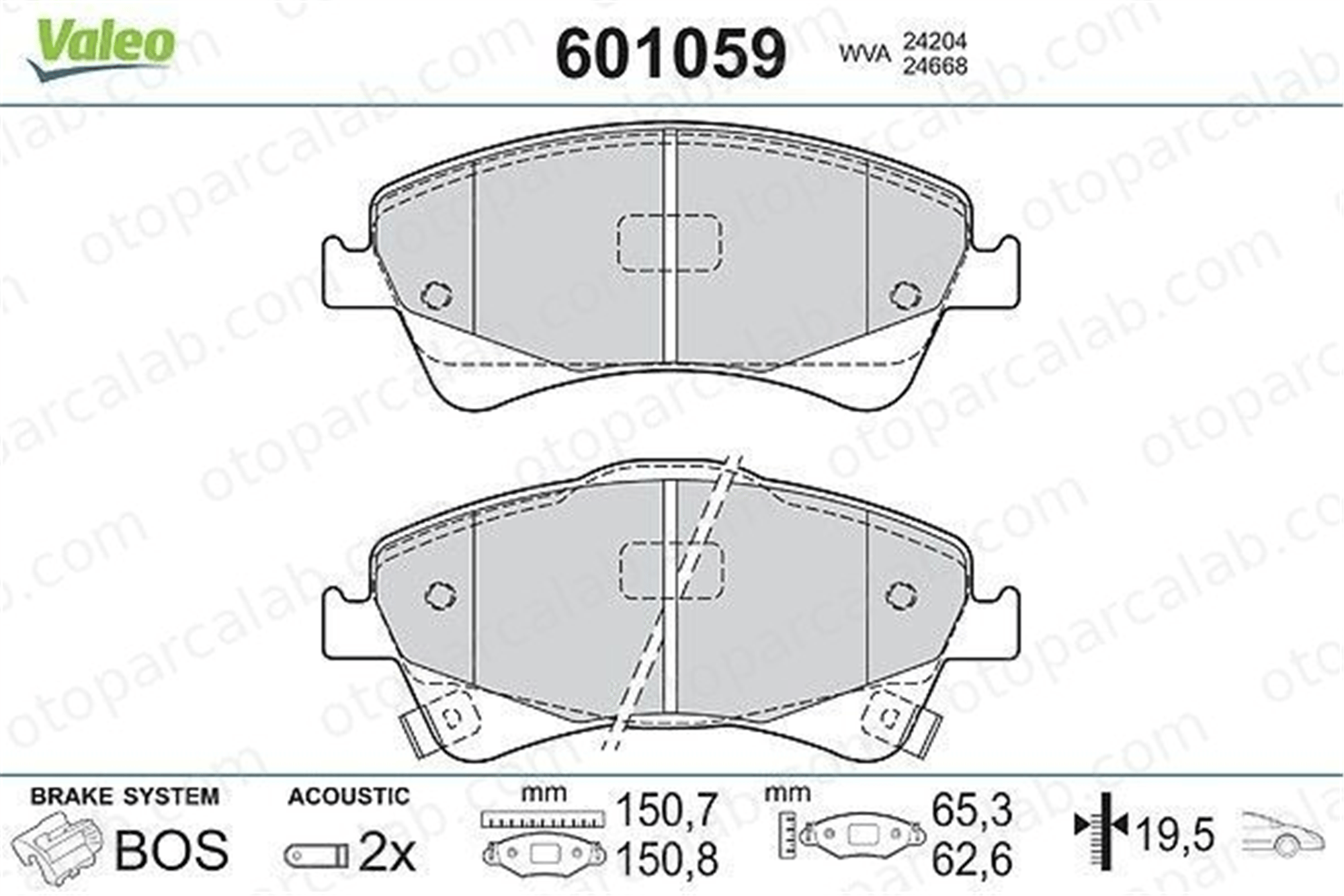 VALEO 601059 Fren Disk Balata Ön TOYOTA AVENSIS Station wagon AVENSIS Sedan 26296FE040 26296FE041