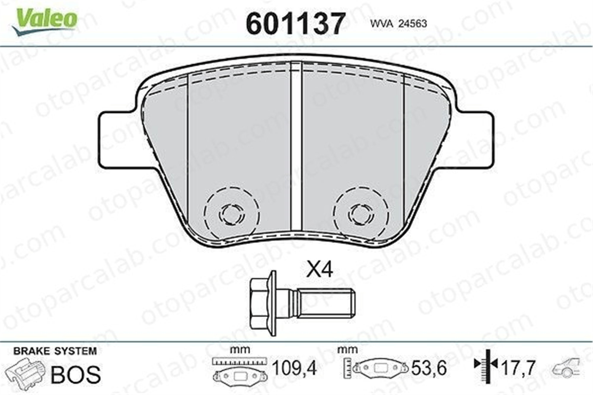VALEO 601137 Fren Disk Balata Arka VW GOLF VII SKODA OCTAVIA II Combi 2K5698451A 2K5698451
