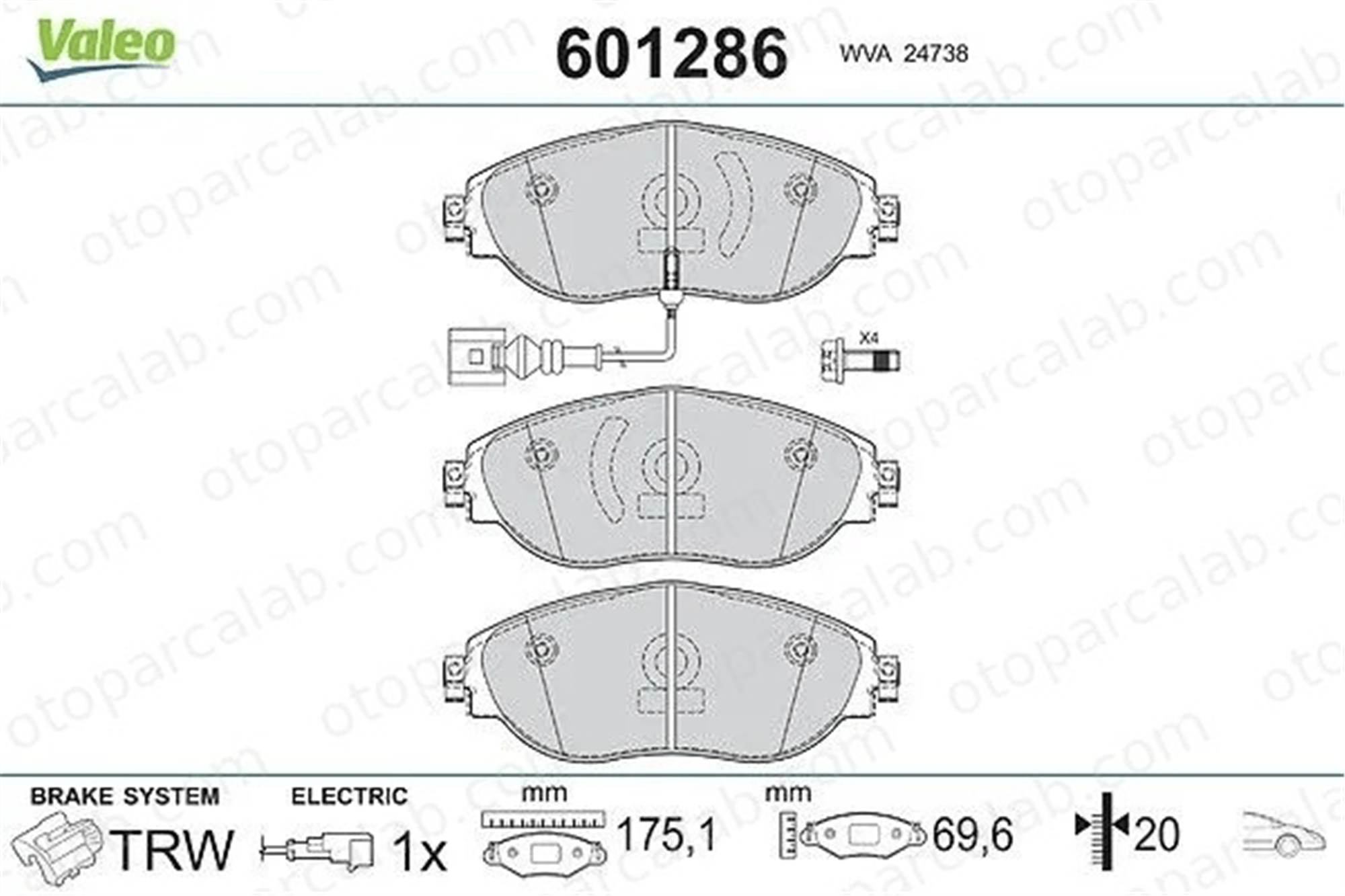 VALEO 601286 Fren Disk Balata Ön VW GOLF VII SEAT LEON 3C0698151F 3Q0698151B