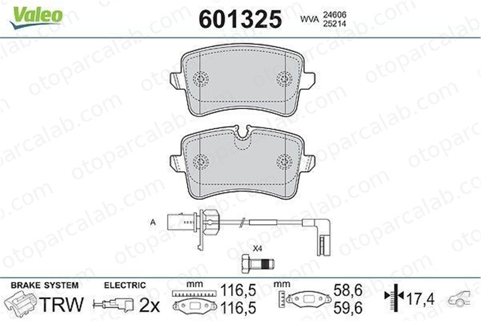 VALEO 601325 Fren Disk Balata Arka AUDI A6 C7 A6 C7 Avant 4G0698451 4G0698451A
