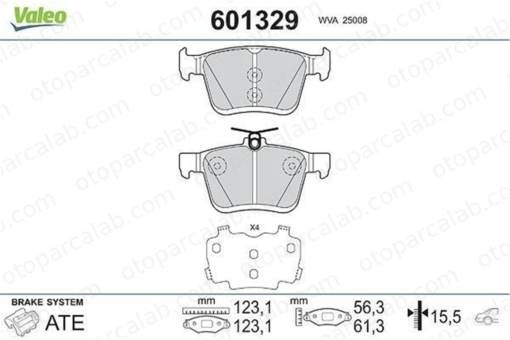 VALEO 601329 Fren Disk Balata Arka VW GOLF VII SEAT LEON ST 8V0698451A 5Q0698451AD