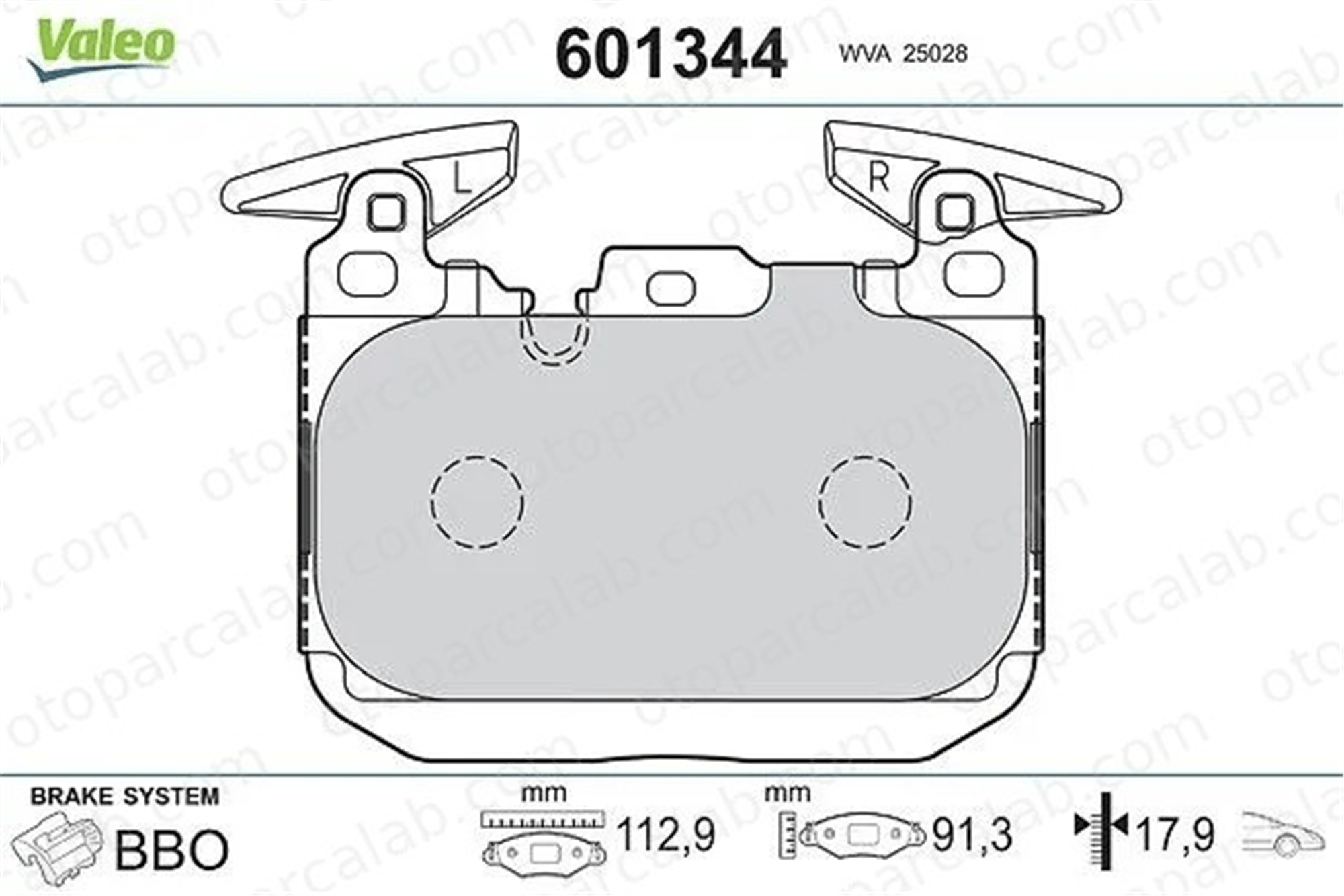 VALEO 601344 Fren Disk Balata Ön BMW 1 3 34106799805 34106859067