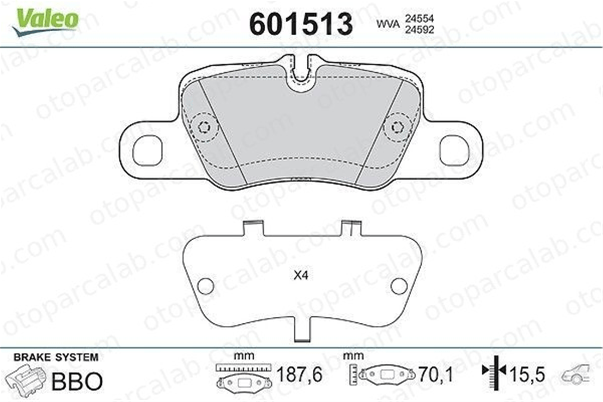 VALEO 601513 Fren Disk Balata Arka PORSCHE PANAMERA 911 Cabrio 99135294802 97035294703