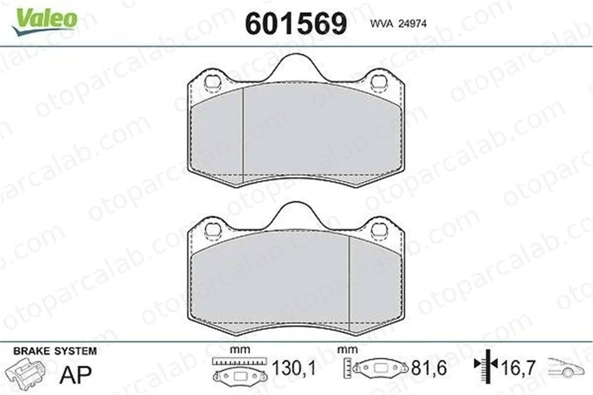 VALEO 601569 Fren Disk Balata Arka SEAT IBIZA IV SC IBIZA IV 6020013035 6LL698151