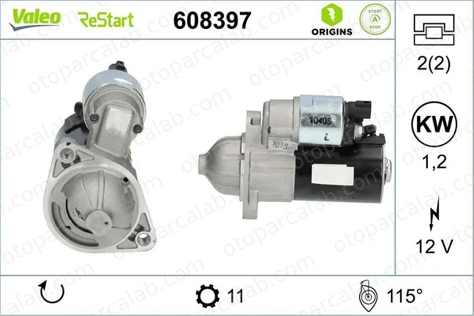 VALEO 608397 Marş Dinamosu HYUNDAI i20 I KIA PICANTO II 30507N 910814N