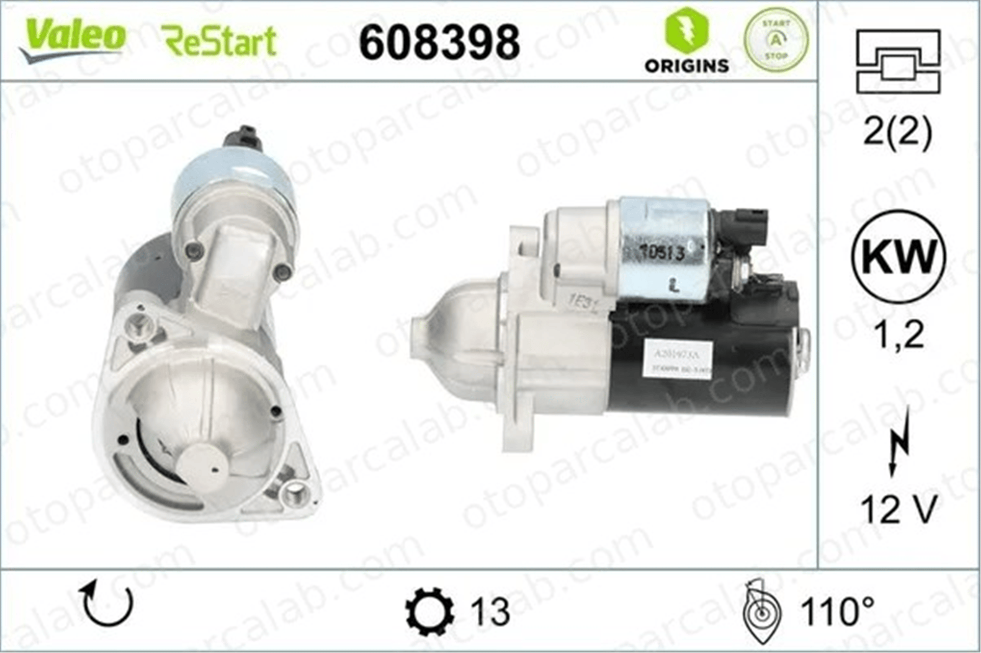 VALEO 608398 Marş Dinamosu HYUNDAI i20 II i10 II 3610003301 LRS03816