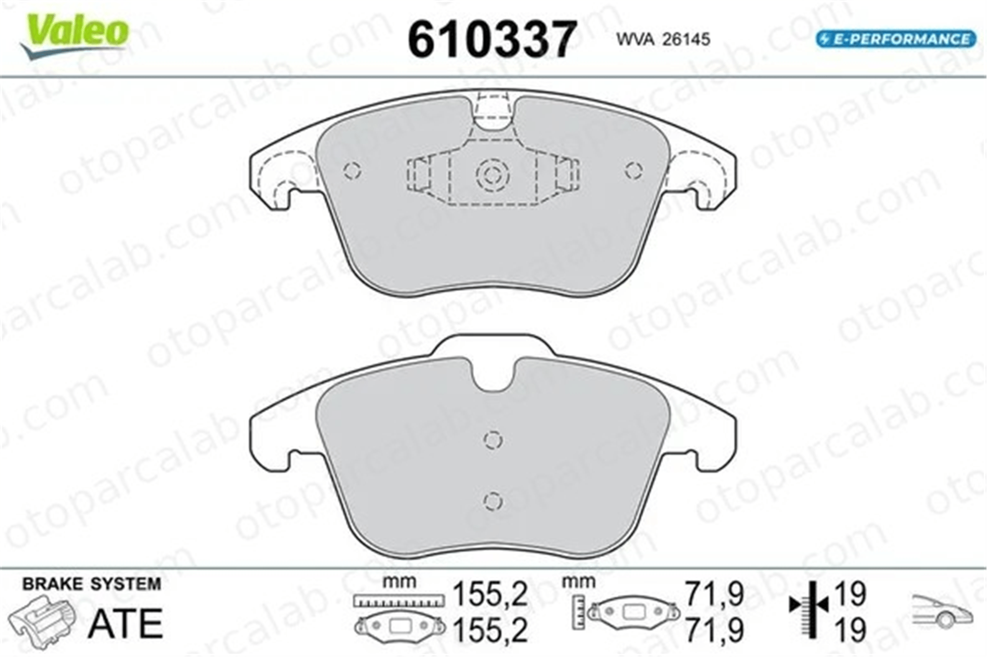 VALEO 610337 Fren Disk Balata Ön OPEL CORSA F MOKKA 610337 1609987980