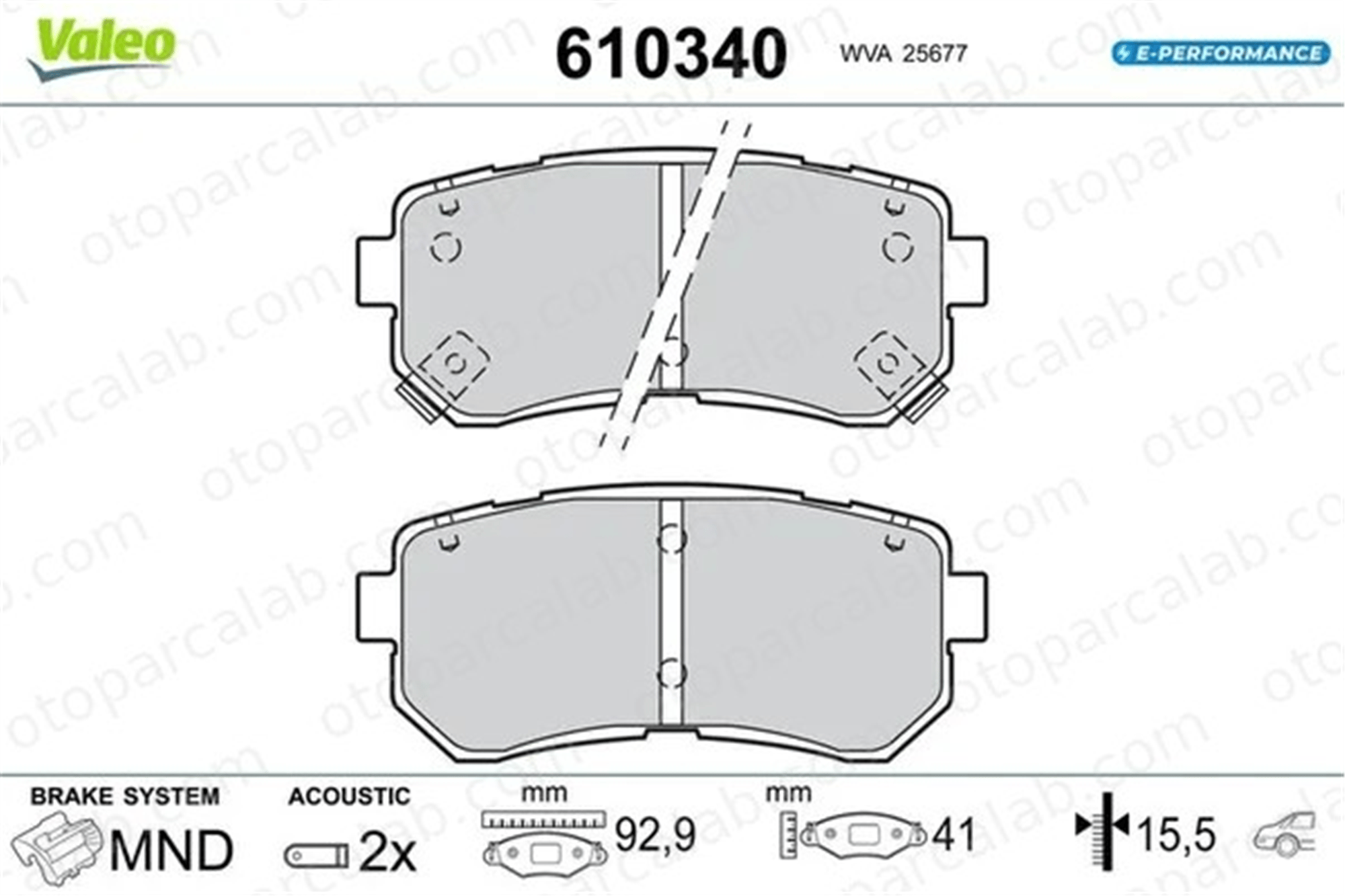 VALEO 610340 Fren Disk Balata Arka HYUNDAI KONA 610340 583021KA30