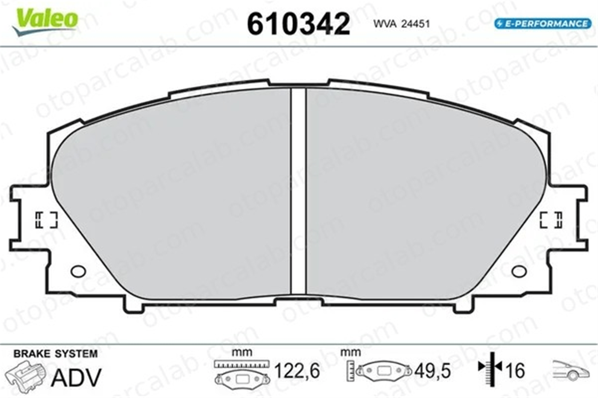 VALEO 610342 Fren Disk Balata Ön TOYOTA PRIUS AURIS 610342 44650W141