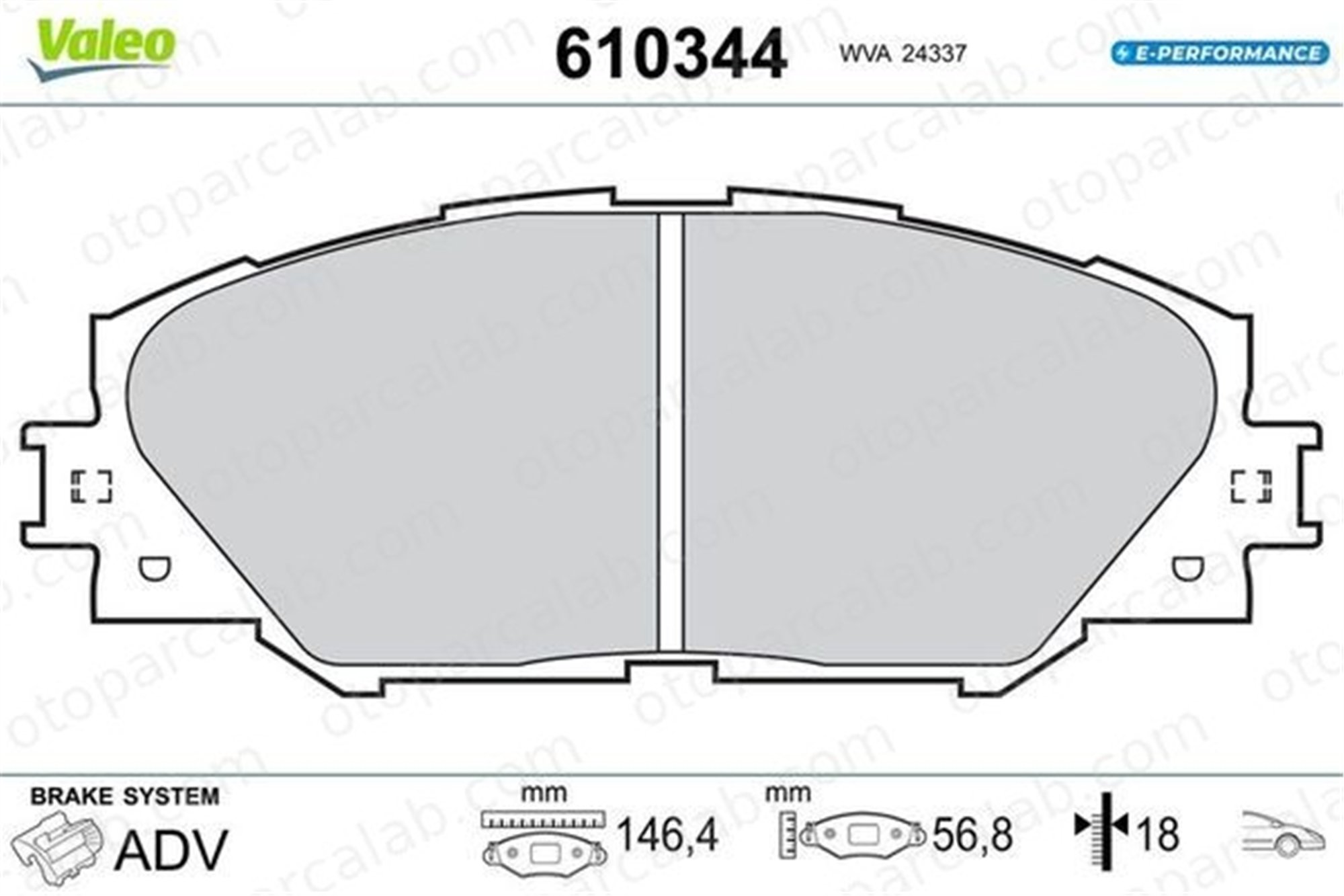 VALEO 610344 Fren Disk Balata Ön TOYOTA AURIS RAV 4 IV 610344 446502230