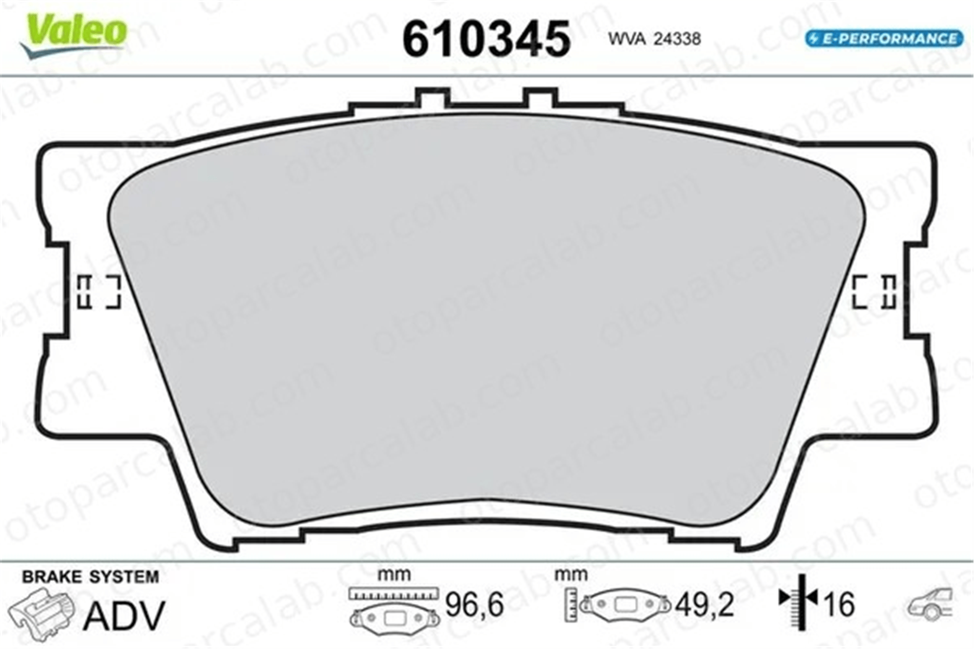 VALEO 610345 Fren Disk Balata Arka TOYOTA RAV 4 IV CAMRY Sedan 610345 446602220