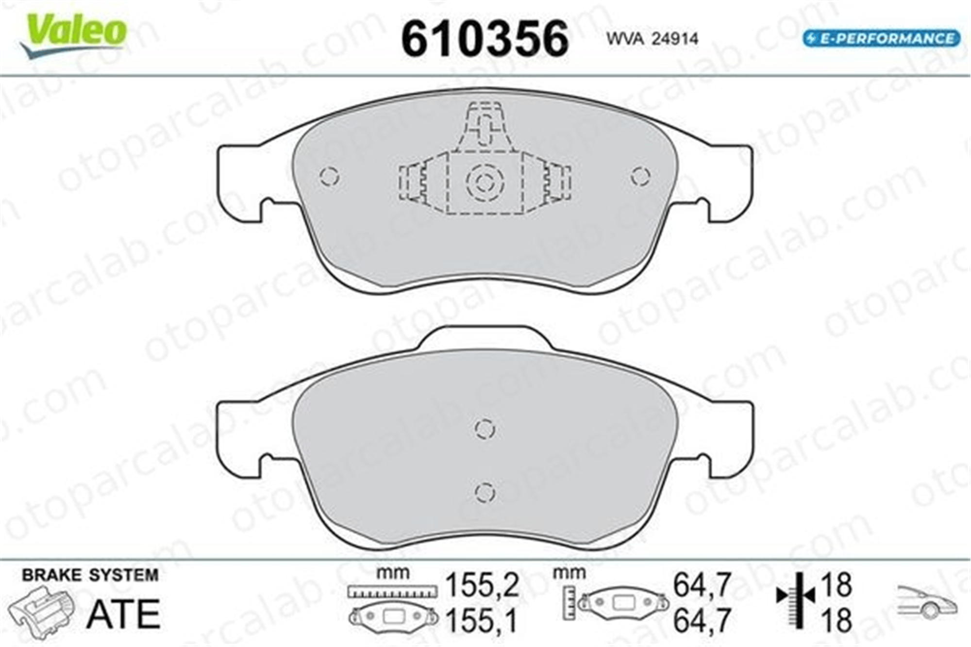 VALEO 610356 Fren Disk Balata Ön RENAULT ZOE ARKANA I 610356 1623816280