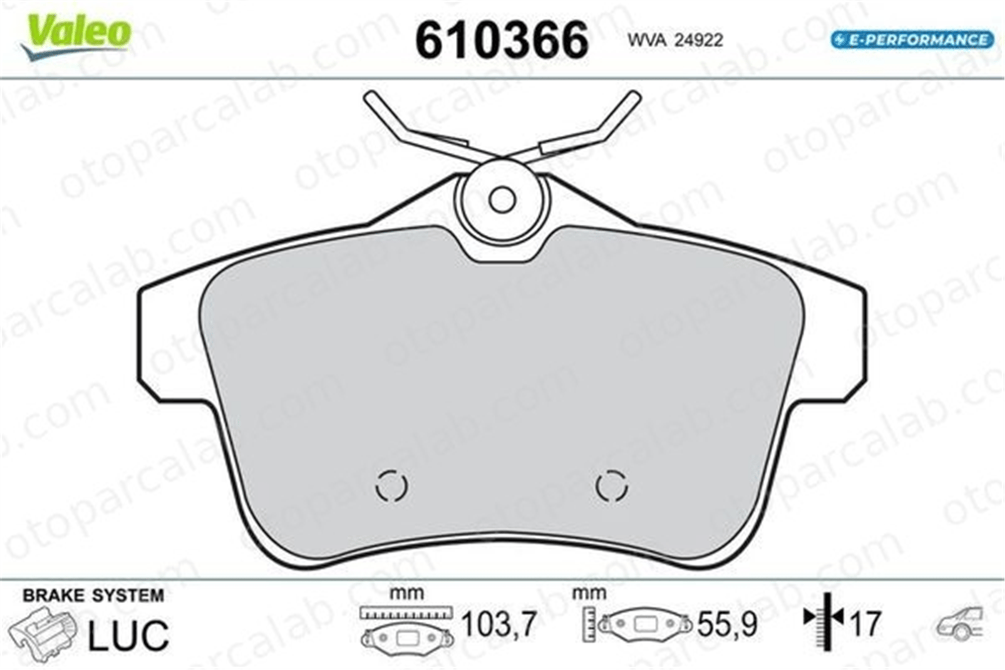 VALEO 610366 Fren Disk Balata Arka CITROËN DS5 PEUGEOT 3008 MPV 610366 1608520680