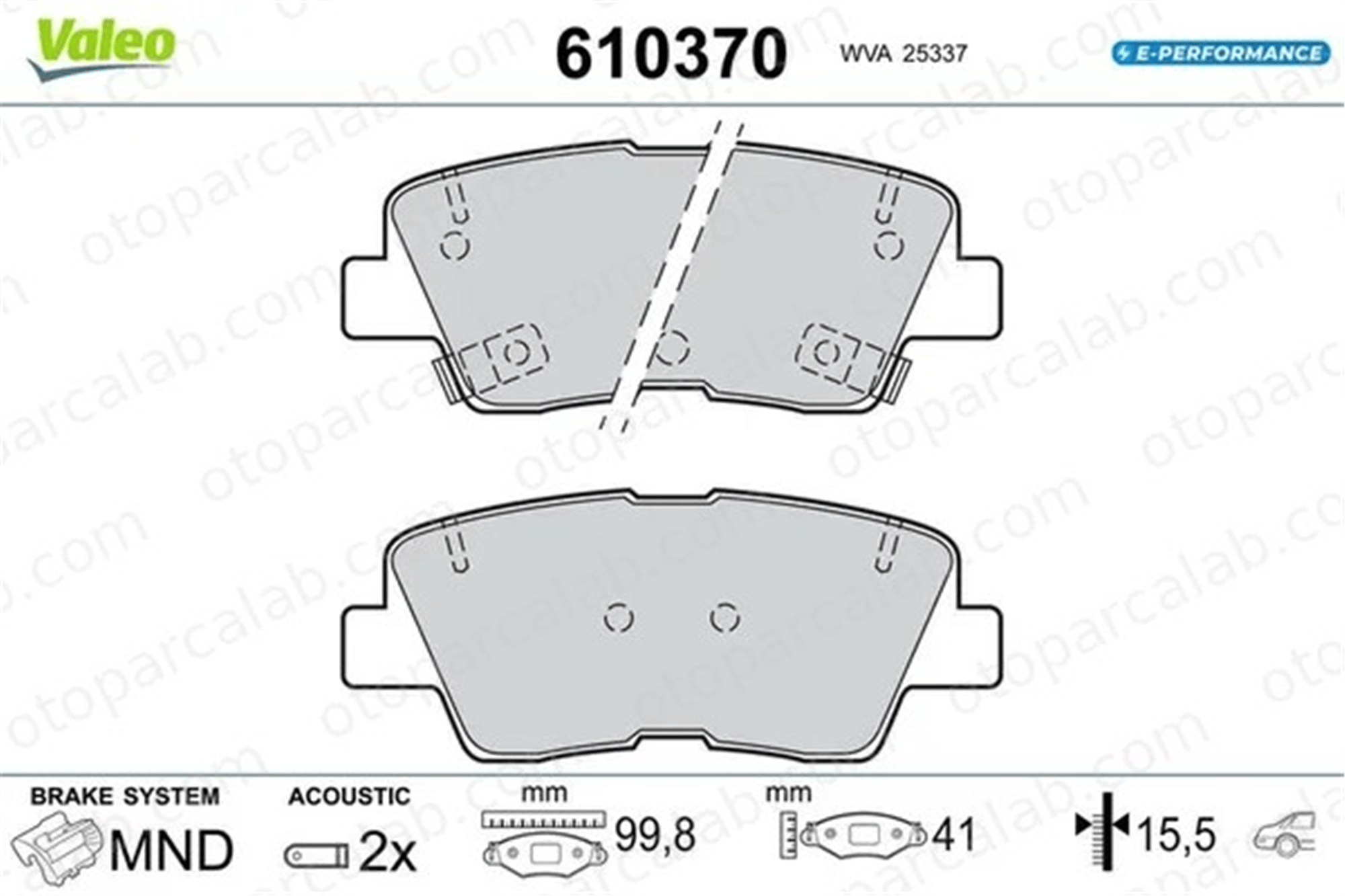 VALEO 610370 Fren Disk Balata Arka HYUNDAI TUCSON KIA SPORTAGE IV 610370 48413350B0