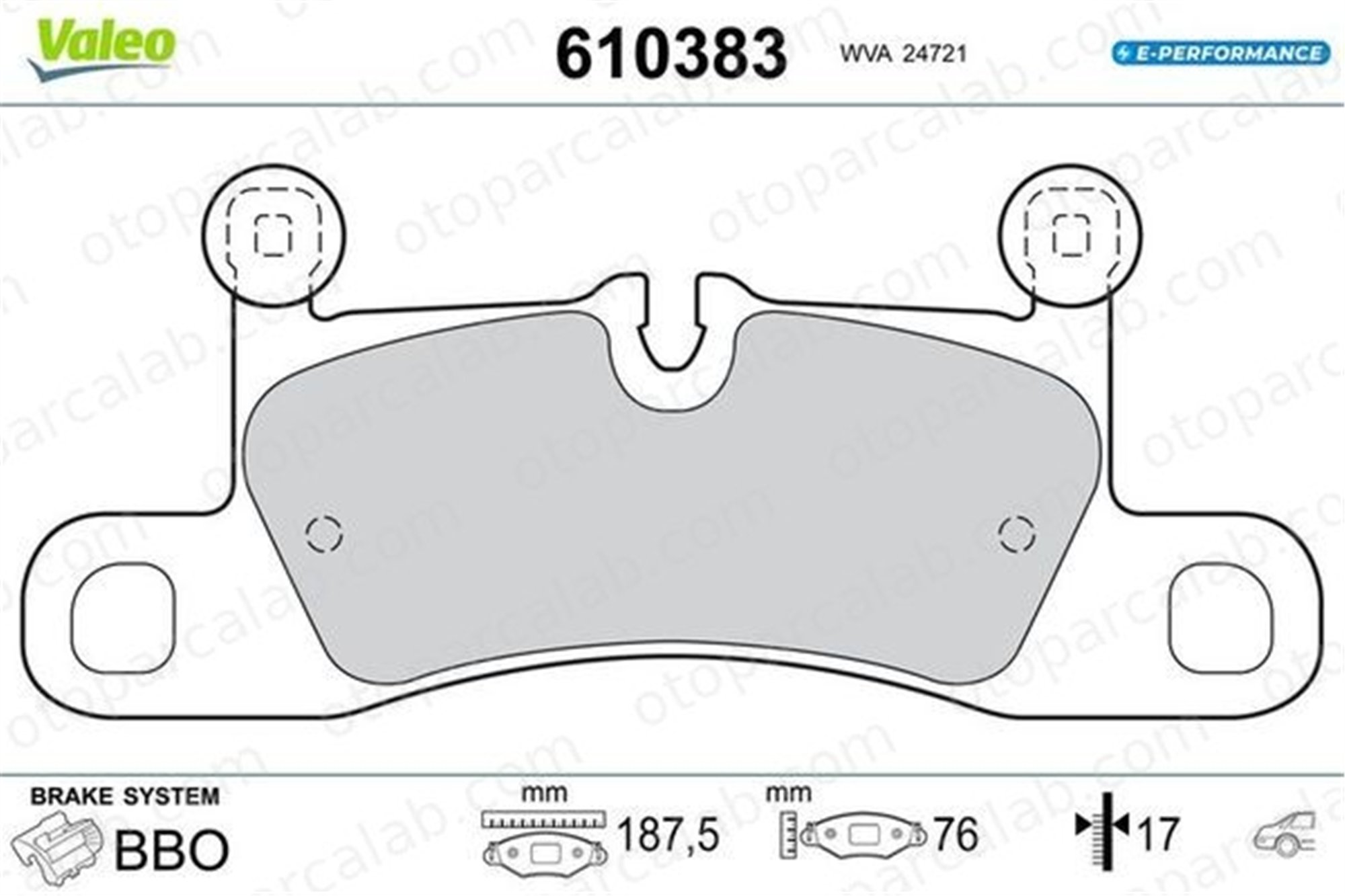 VALEO 610383 Fren Disk Balata Arka PORSCHE PANAMERA CAYENNE 610383 7P0698451