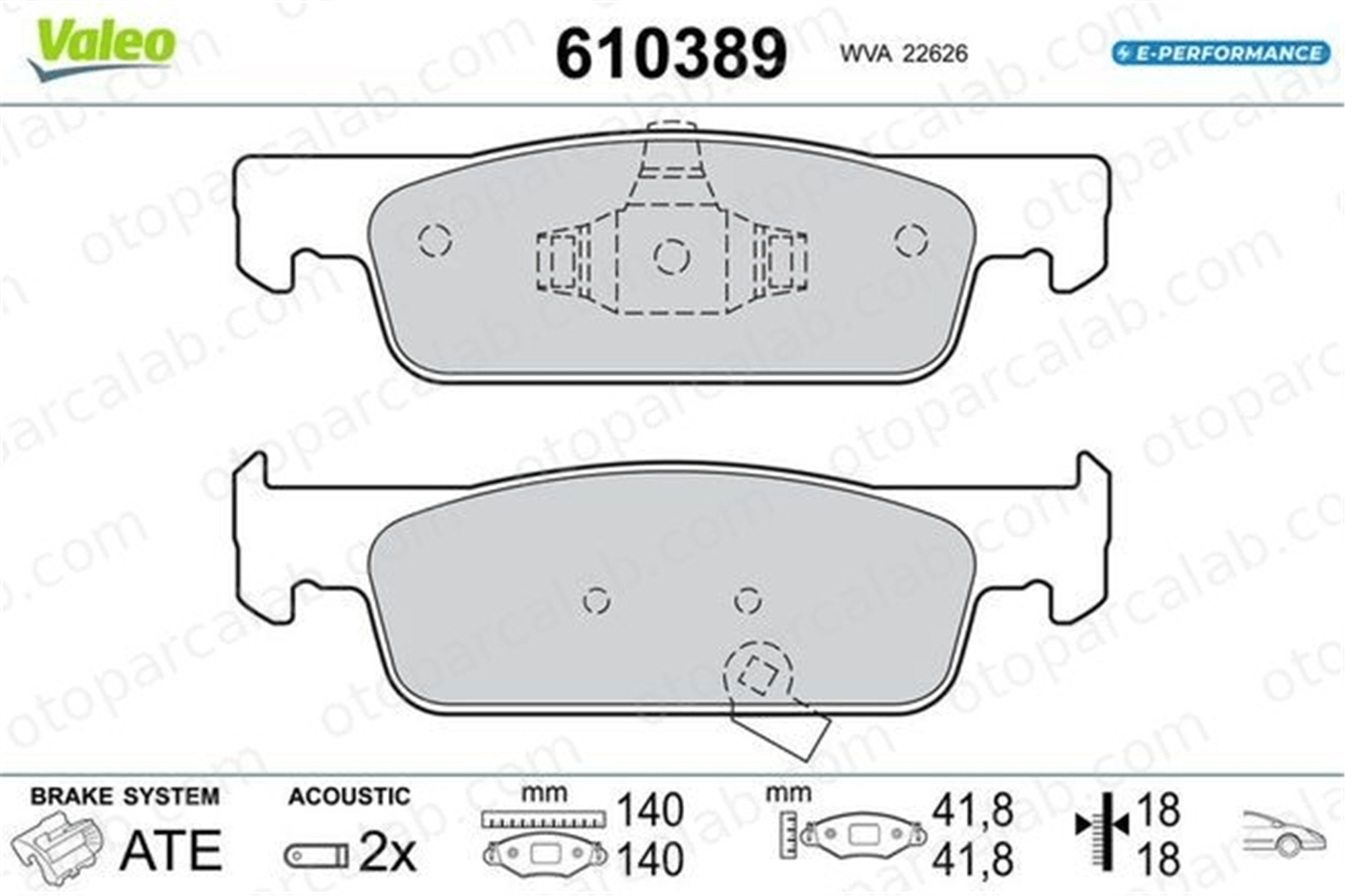 VALEO 610389 Fren Disk Balata Ön SMART FORFOUR Hatchback FORTWO Coupe 610389 410603025R