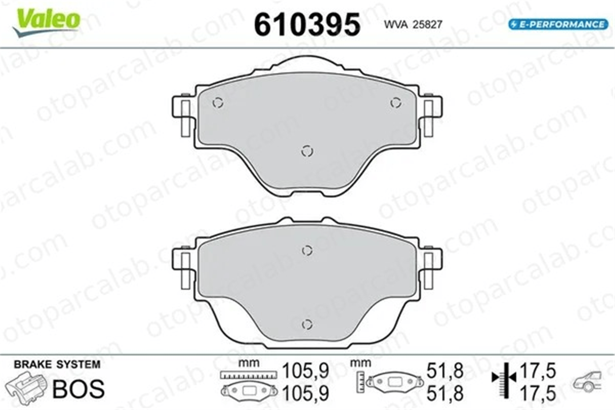 VALEO 610395 Fren Disk Balata Arka PEUGEOT 308 III OPEL GRANDLAND / GRANDLAND X 610395 1609000980