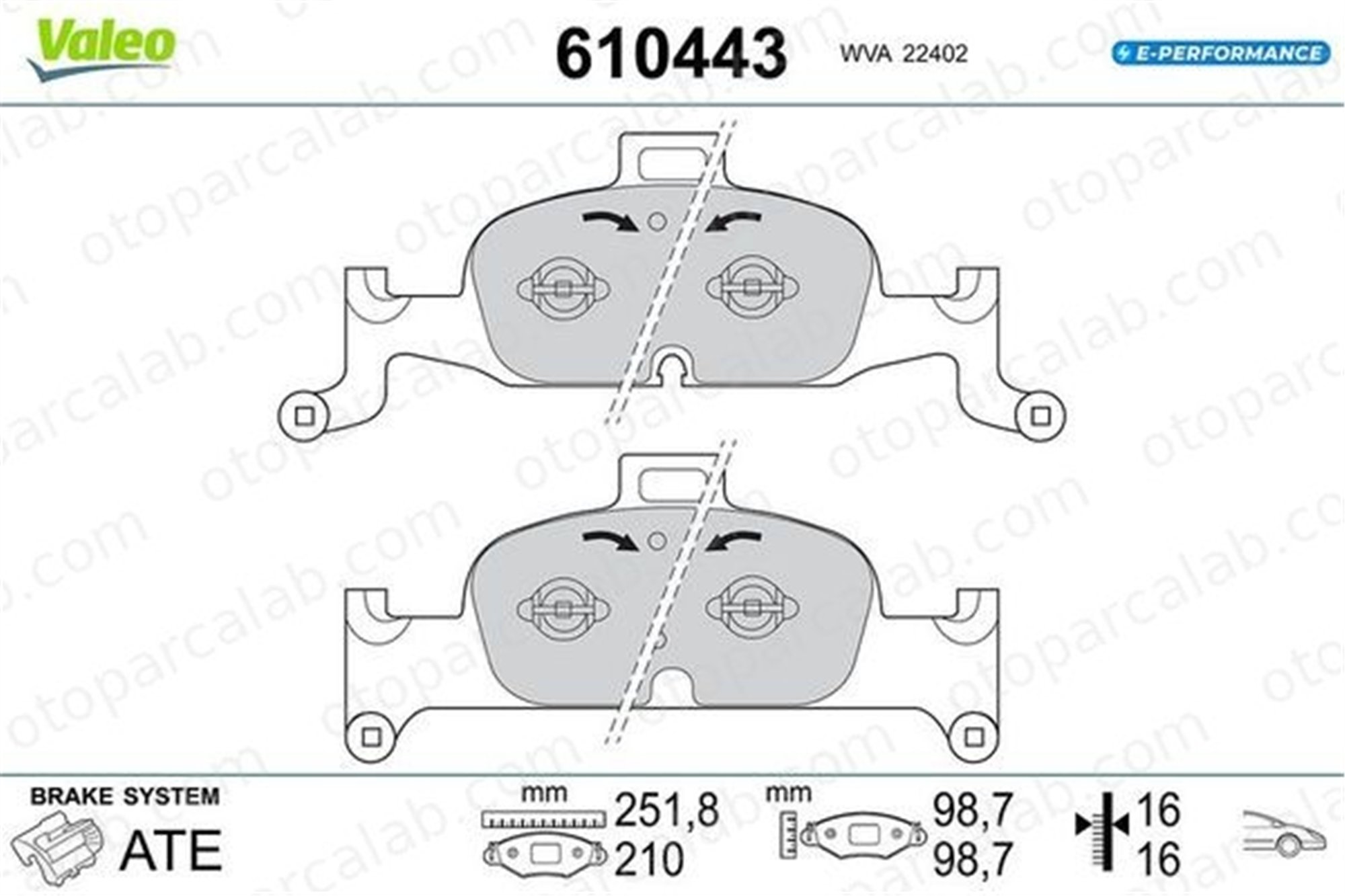 VALEO 610443 Fren Disk Balata Ön AUDI A6 C8 A6 C8 Avant 610443 4K0698151AB
