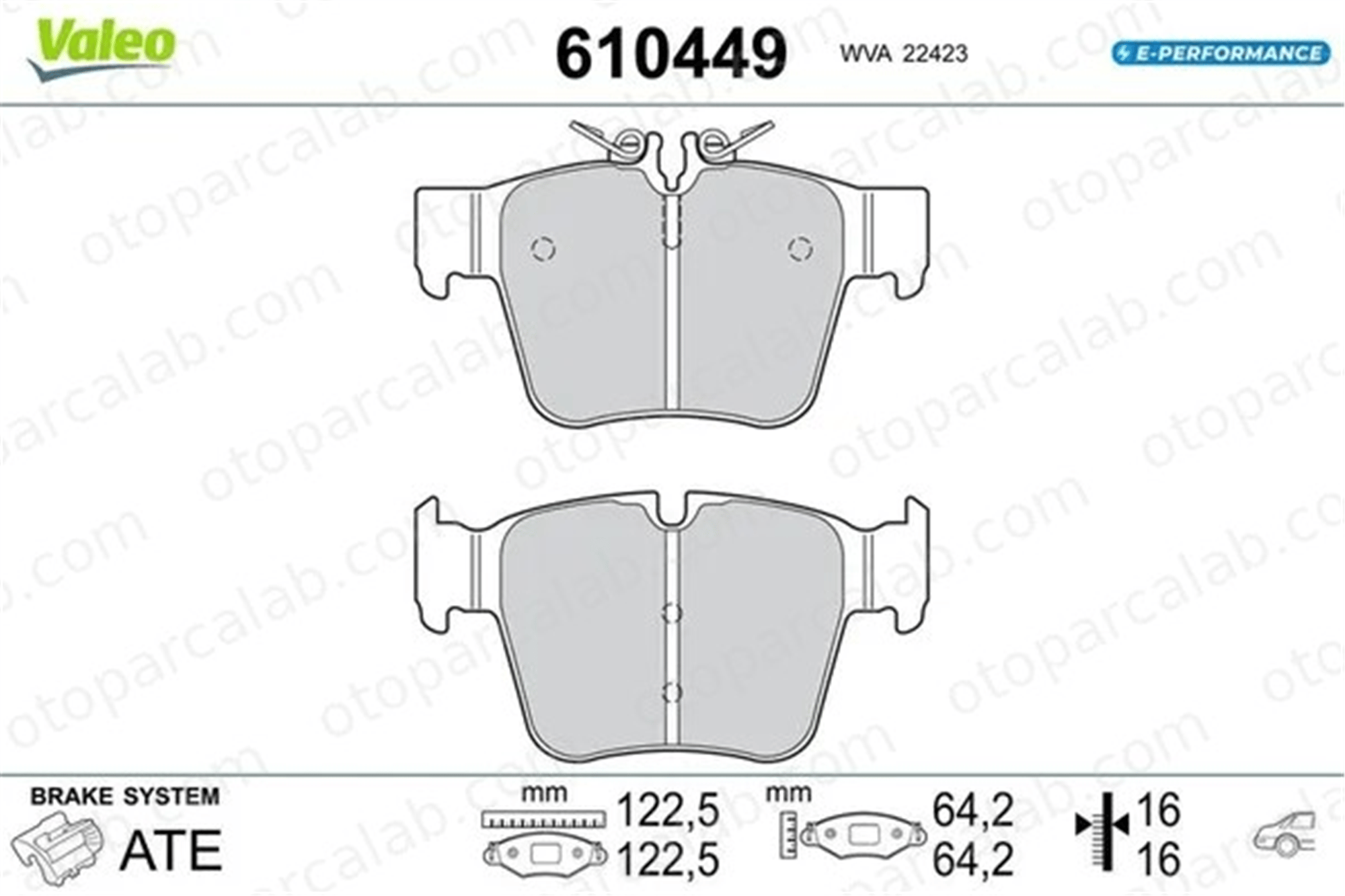 VALEO 610449 Fren Disk Balata Ön MERCEDES-BENZ GLC GLC Coupe 610449 A0004205900