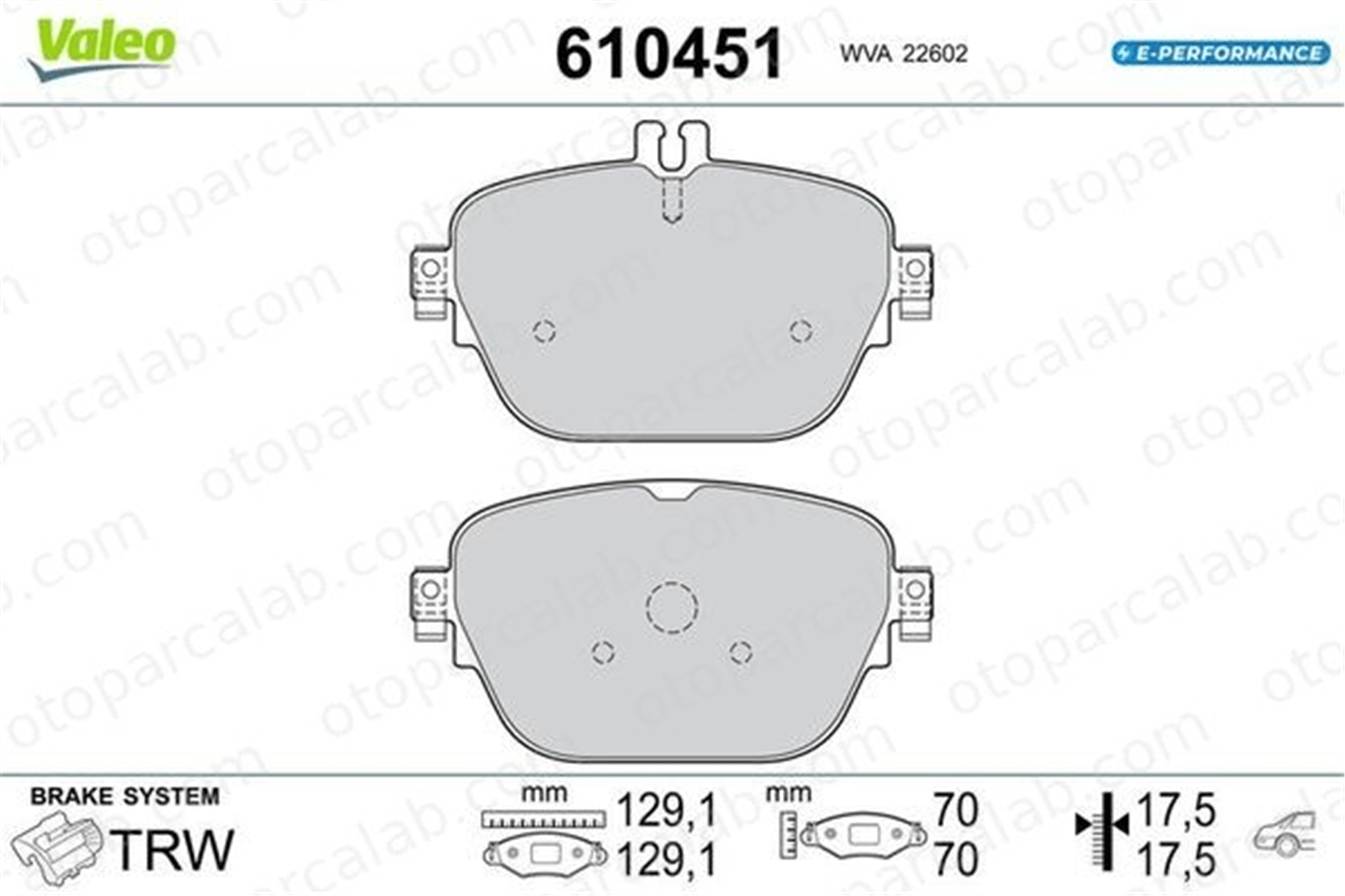 VALEO 610451 Fren Disk Balata Arka MERCEDES-BENZ E-SERISI T-Model CLS 610451 4205602