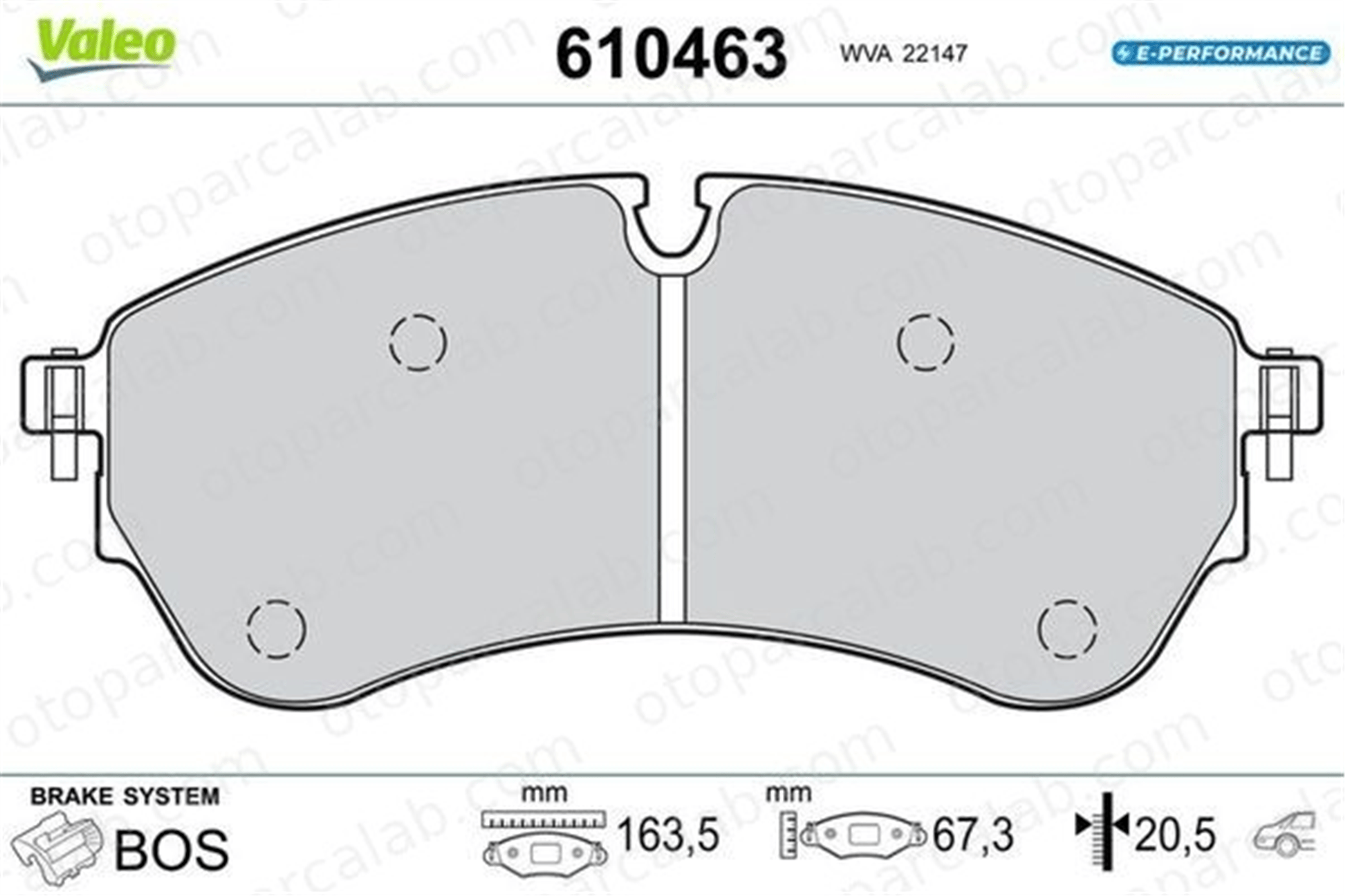 VALEO 610463 Fren Disk Balata Ön MAN TGE Panelvan/Van VW CRAFTER Panelvan/Van 610463 2N0698151