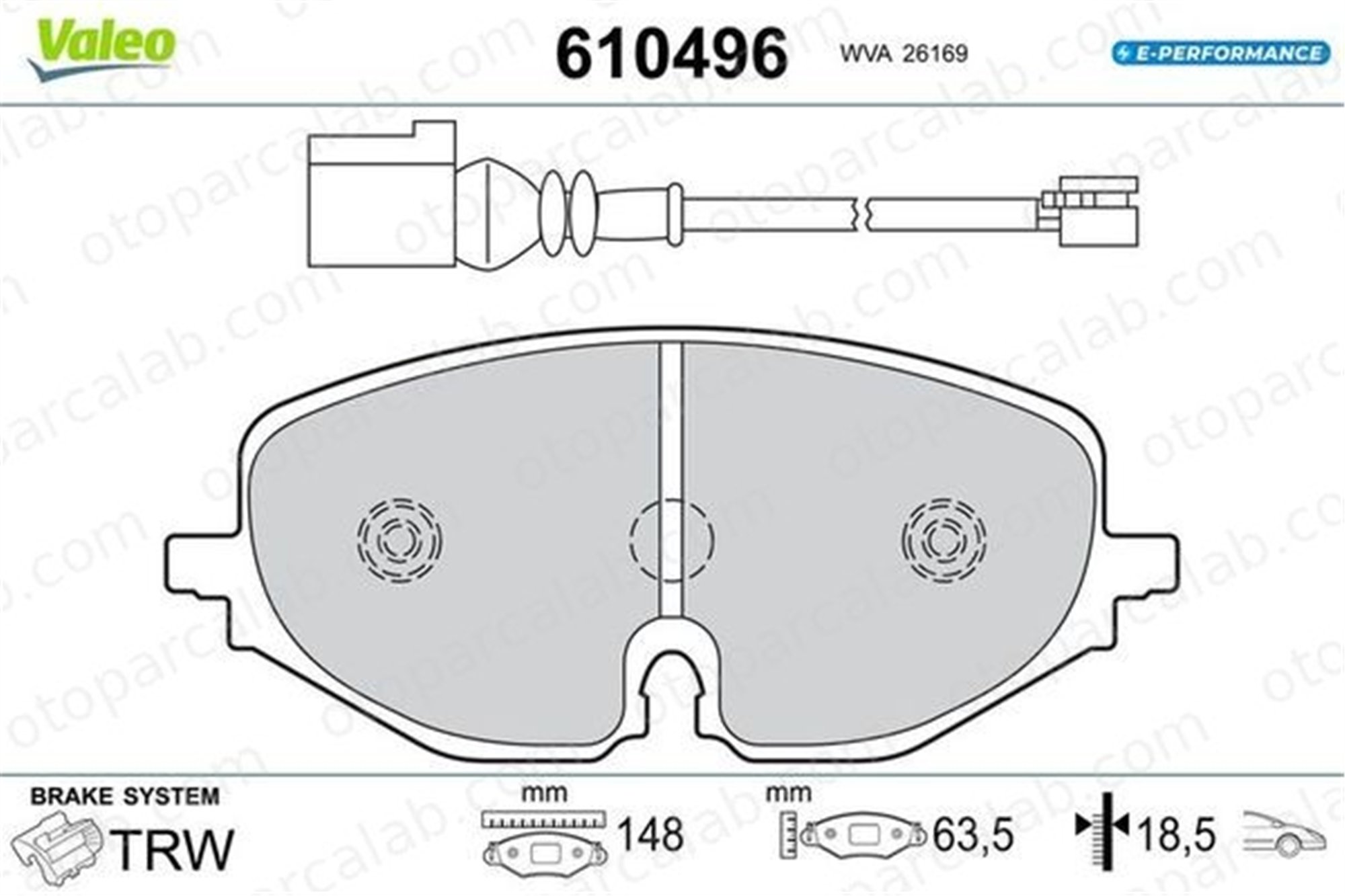 VALEO 610496 Fren Disk Balata Ön AUDI A3 Sportback SEAT LEON 610496 5WA698151Q