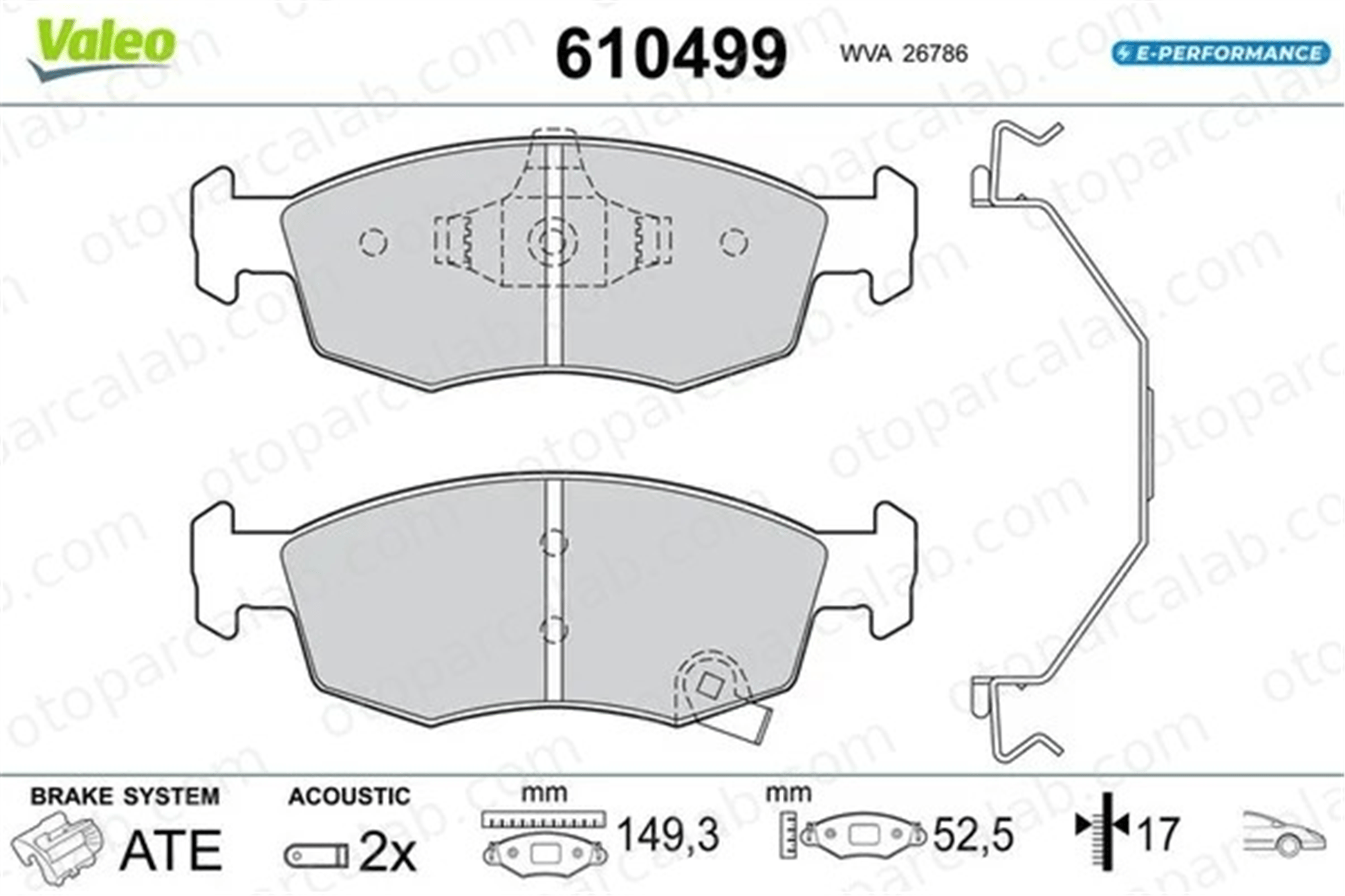 VALEO 610499 Fren Disk Balata Ön FIAT 500 500 C 610499 77368831