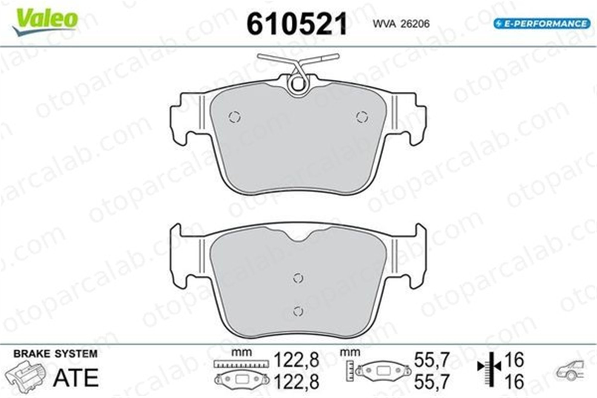 VALEO 610521 Fren Disk Balata Arka SKODA OCTAVIA IV OCTAVIA IV Combi 610521 5WA698451A