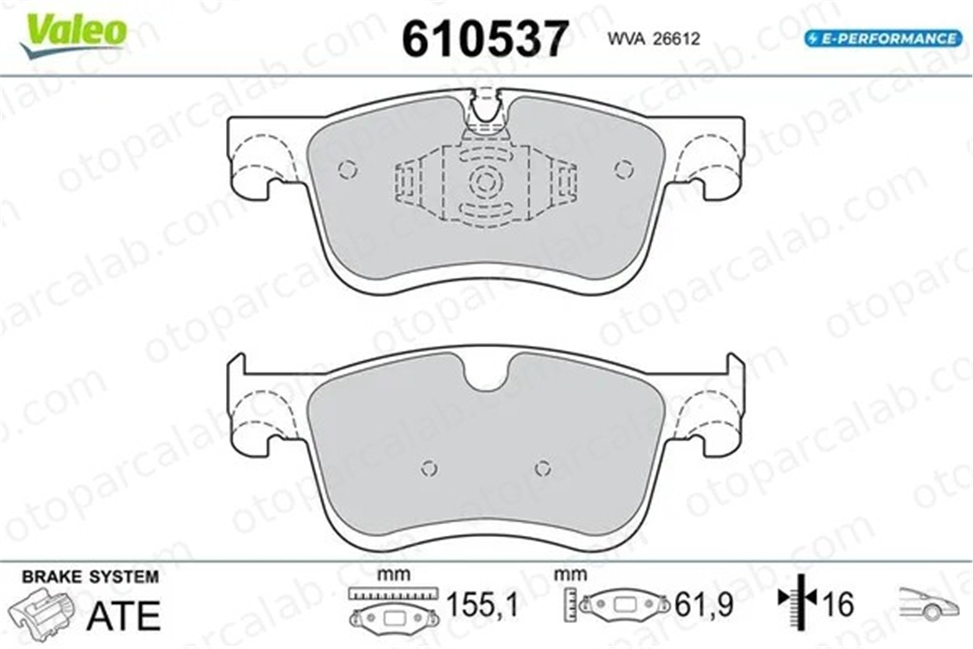 VALEO 610537 Fren Disk Balata Ön CITROËN C4 X OPEL MOKKA 610537 1678168580