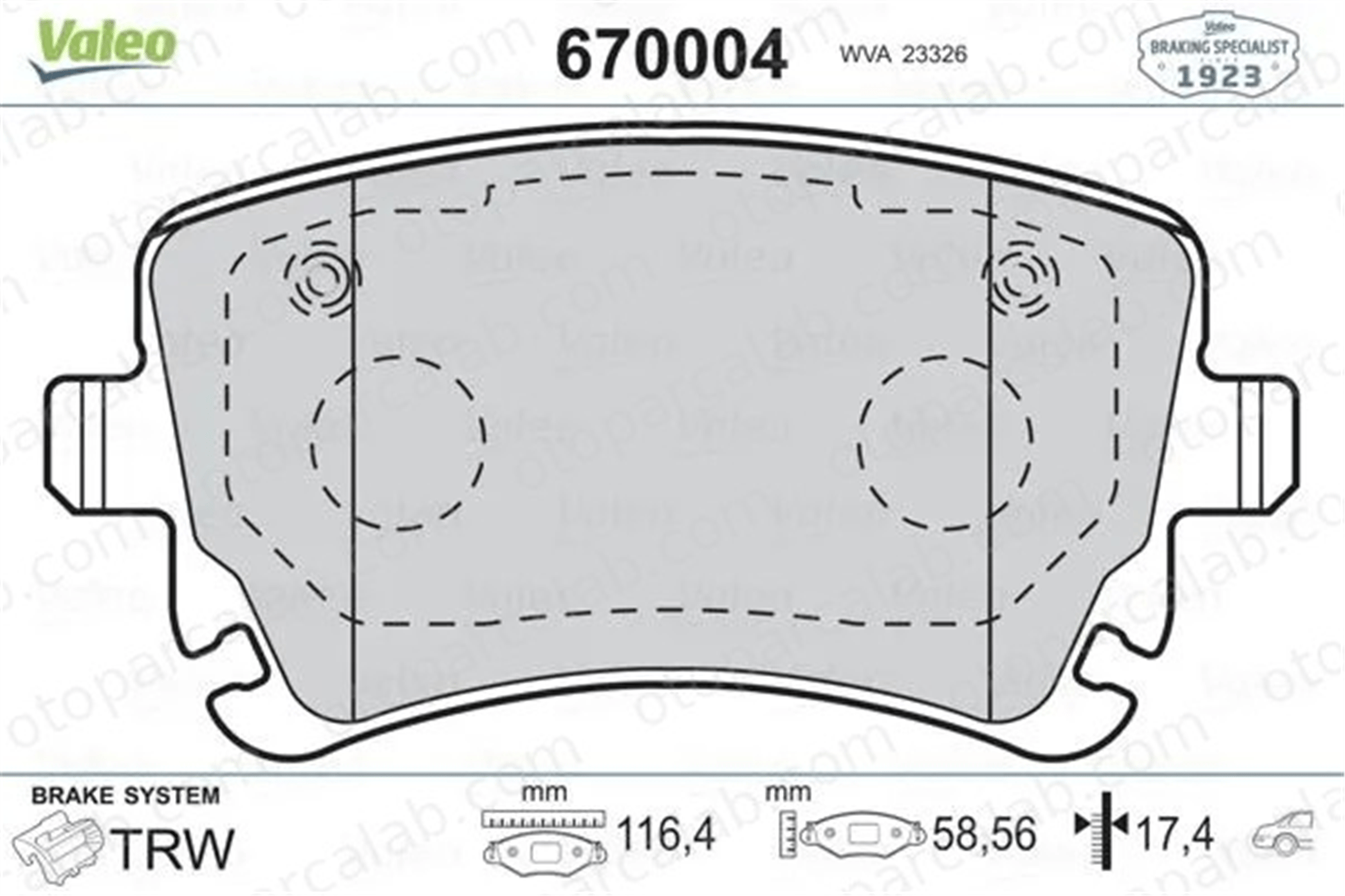 VALEO 670004 Fren Disk Balata Arka AUDI A6 C6 Avant A6 C6 7H0698451 4B3698451