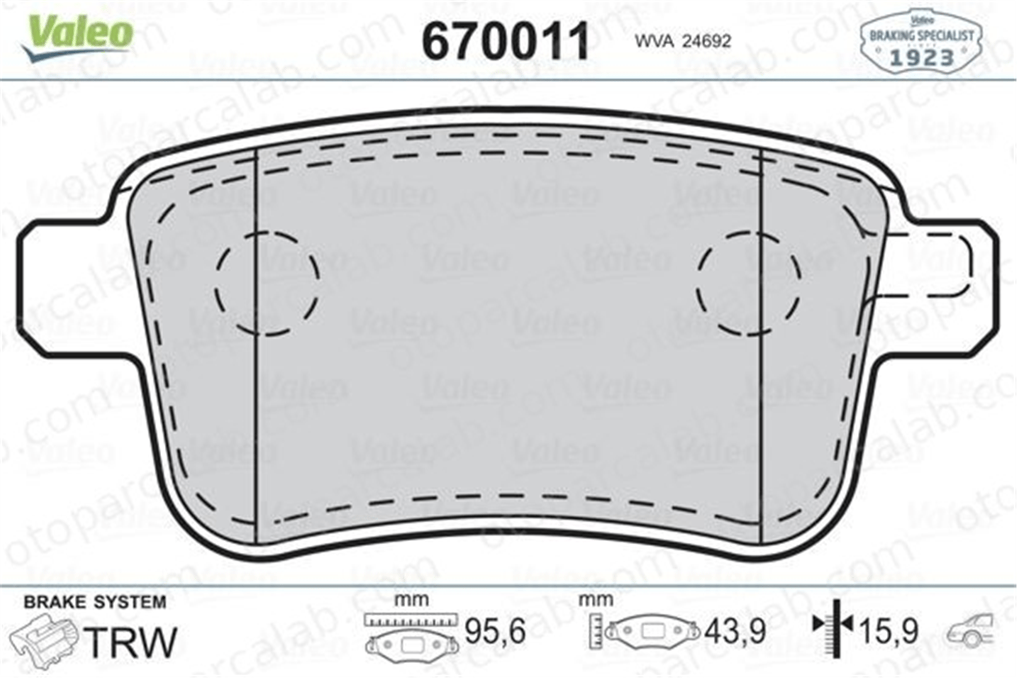VALEO 670011 Fren Disk Balata Arka RENAULT KANGOO / GRAND KANGOO II KANGOO Express A4154210410 4154210400