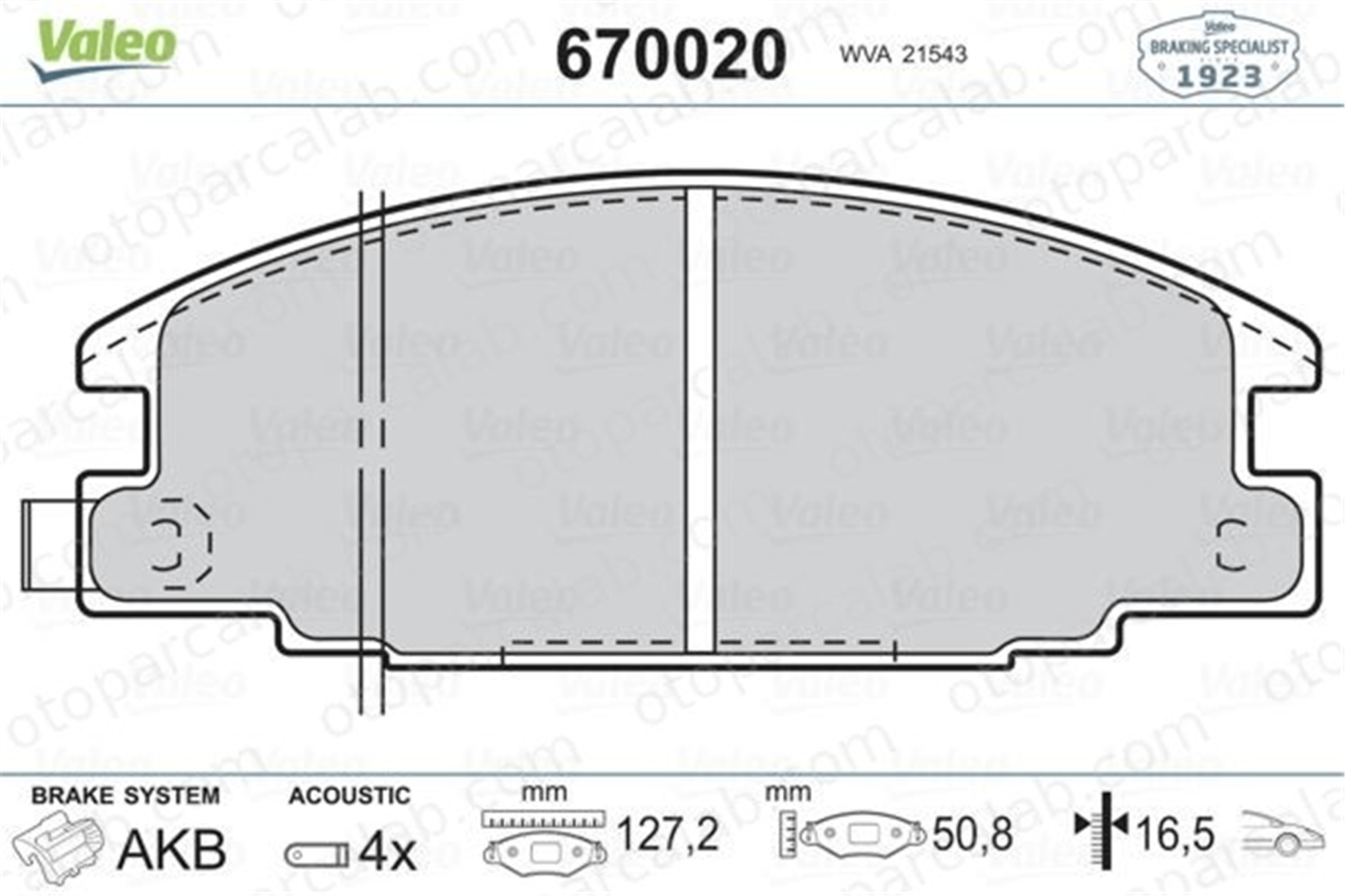 VALEO 670020 Fren Disk Balata Ön OPEL CAMPO ISUZU KB 1605825 94483220