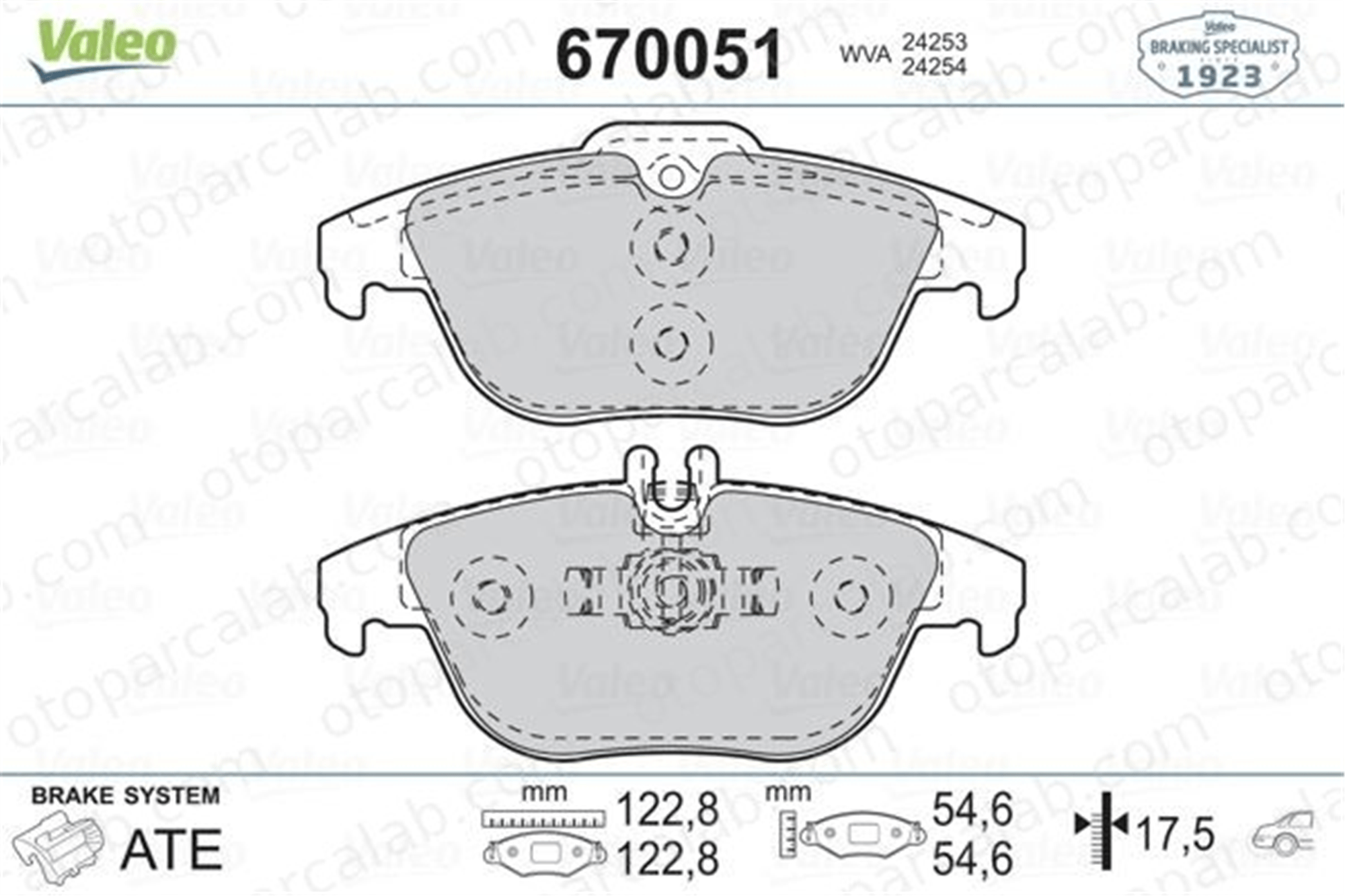 VALEO 670051 Fren Disk Balata Arka MERCEDES-BENZ C-SERISI C-SERISI T-Model A0074208520 4200205