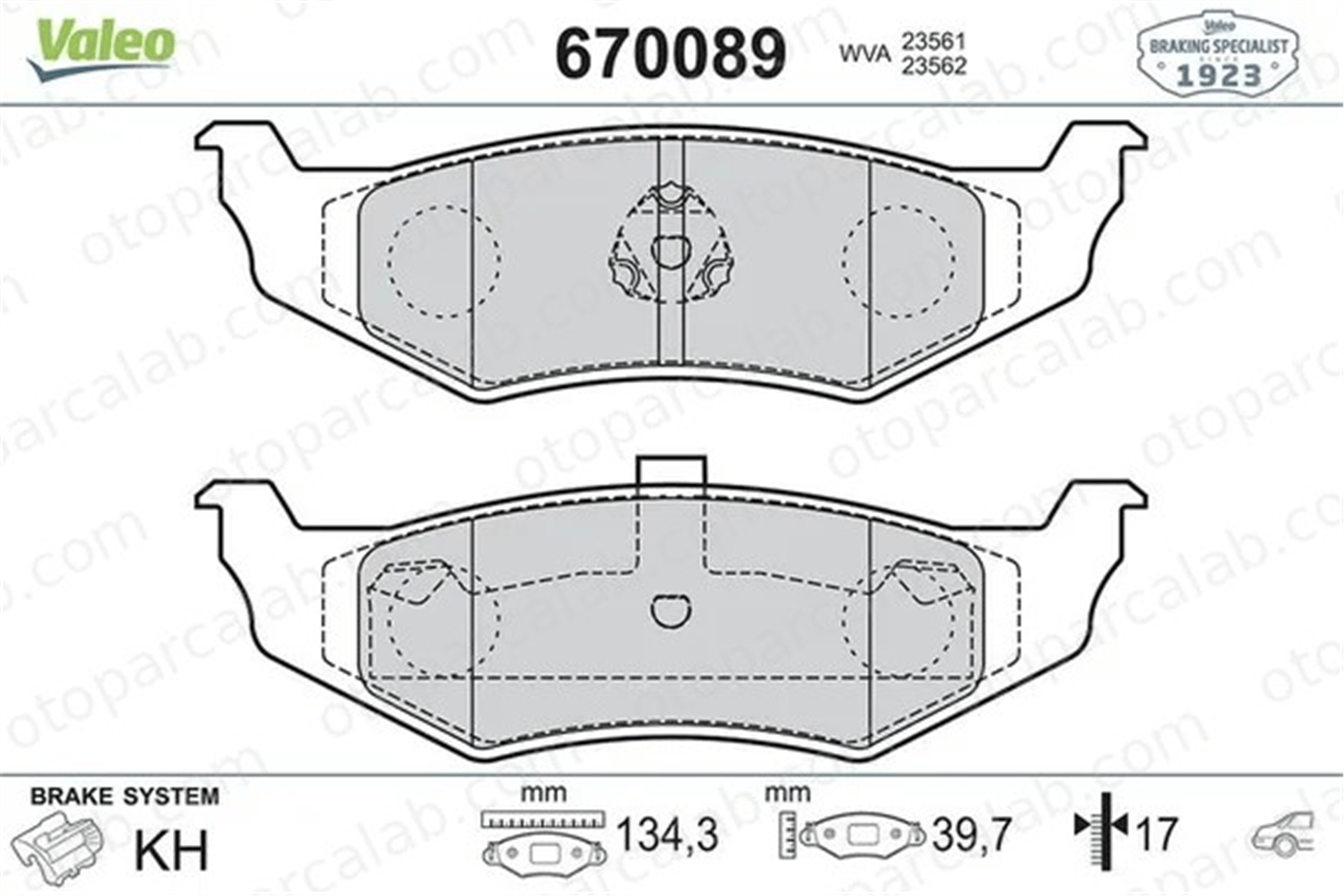 VALEO 670089 Fren Disk Balata Arka CHRYSLER PT CRUISER DODGE CARAVAN 4720644 4509374