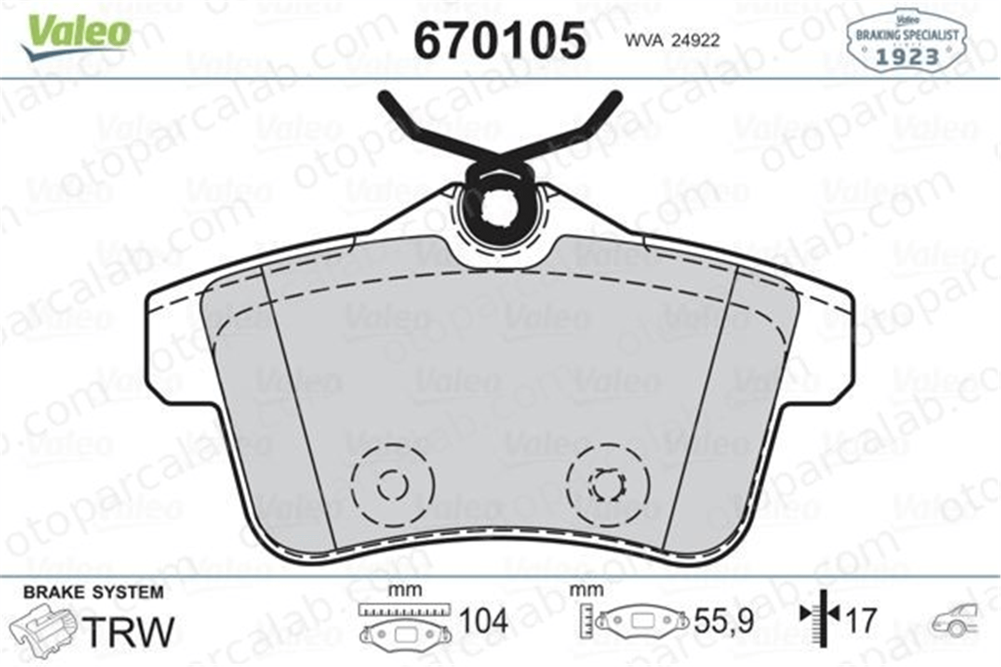 VALEO 670105 Fren Disk Balata Arka PEUGEOT 508 I CITROËN C4 II 1608520680 1623180880